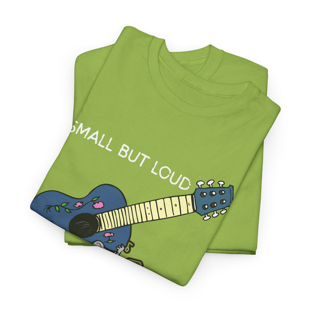 T-Shirt — "Small But Loud" Cute Mouse with Guitar Graphic