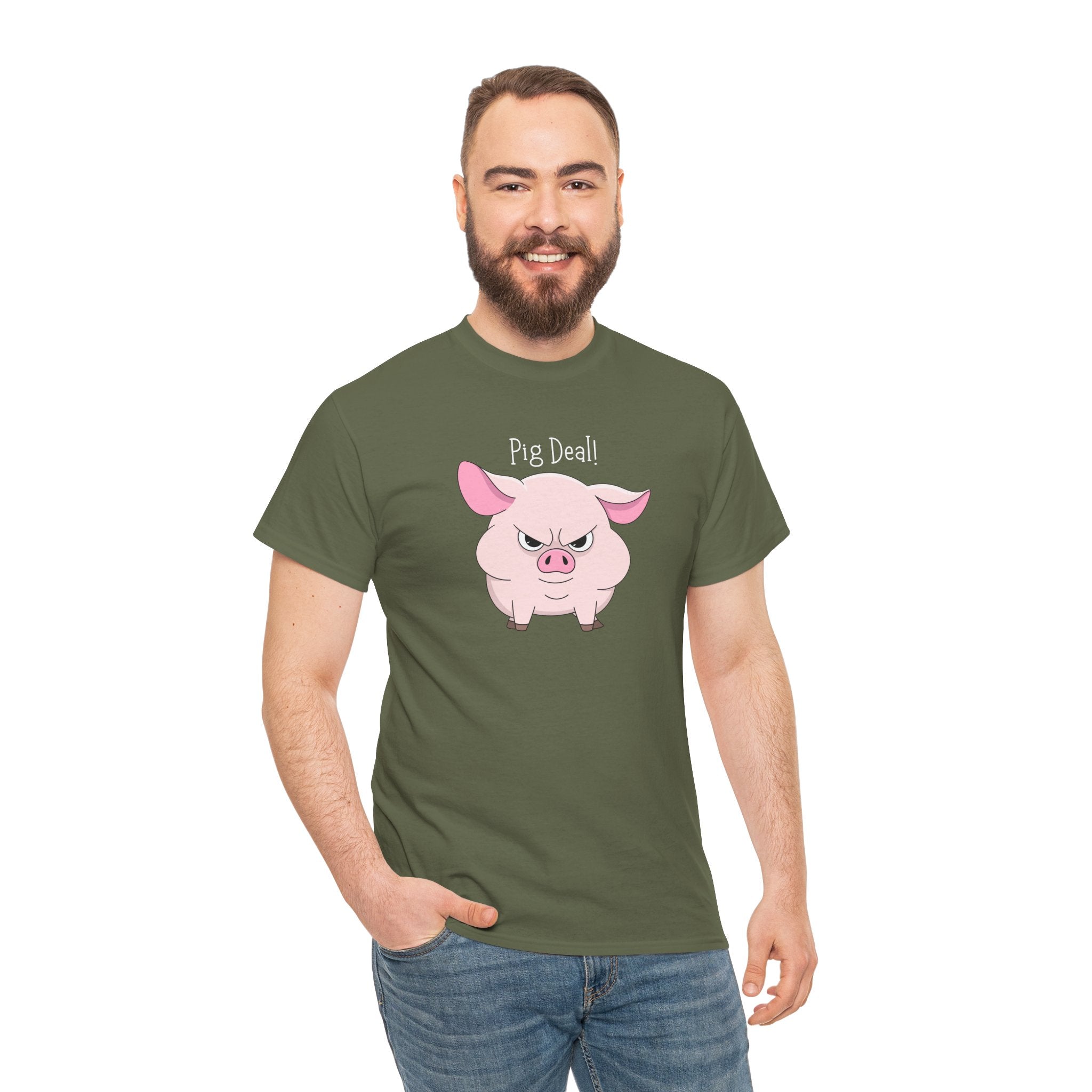 Pig Deal! Cute Angry Pig Graphic Tee — Funny Farm Animal T-Shirt