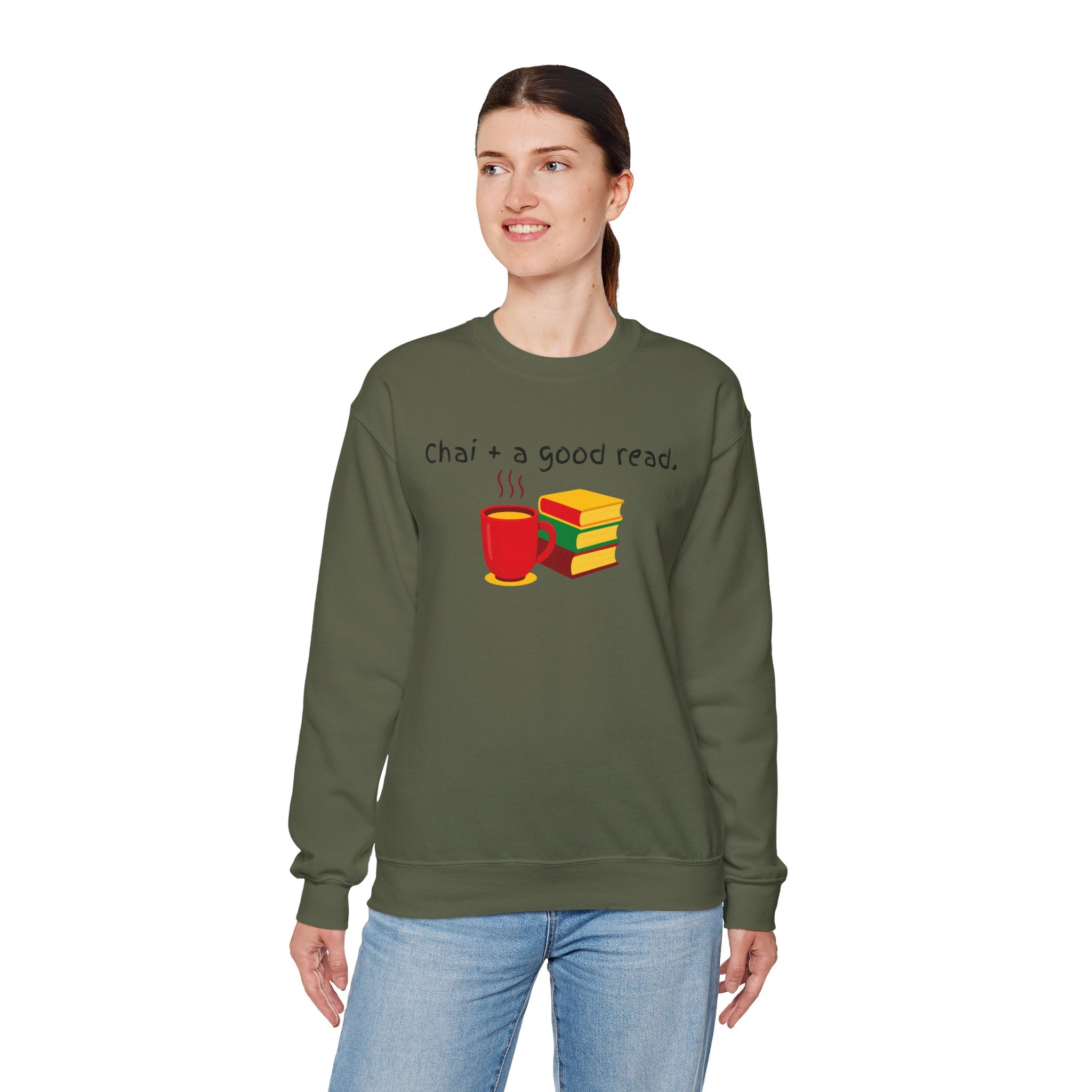Cozy Reading Sweatshirt — "Chai + a Good Read" Crewneck