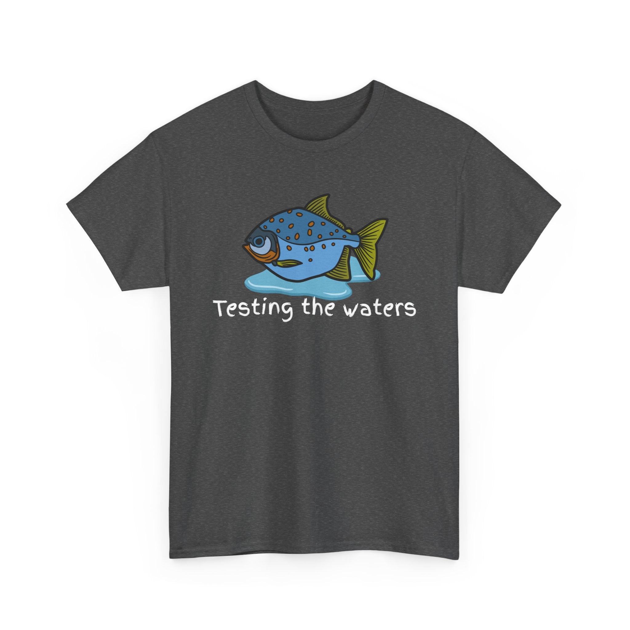 Fishing T‑Shirt — 'Testing the Waters' Blue Fish Tee