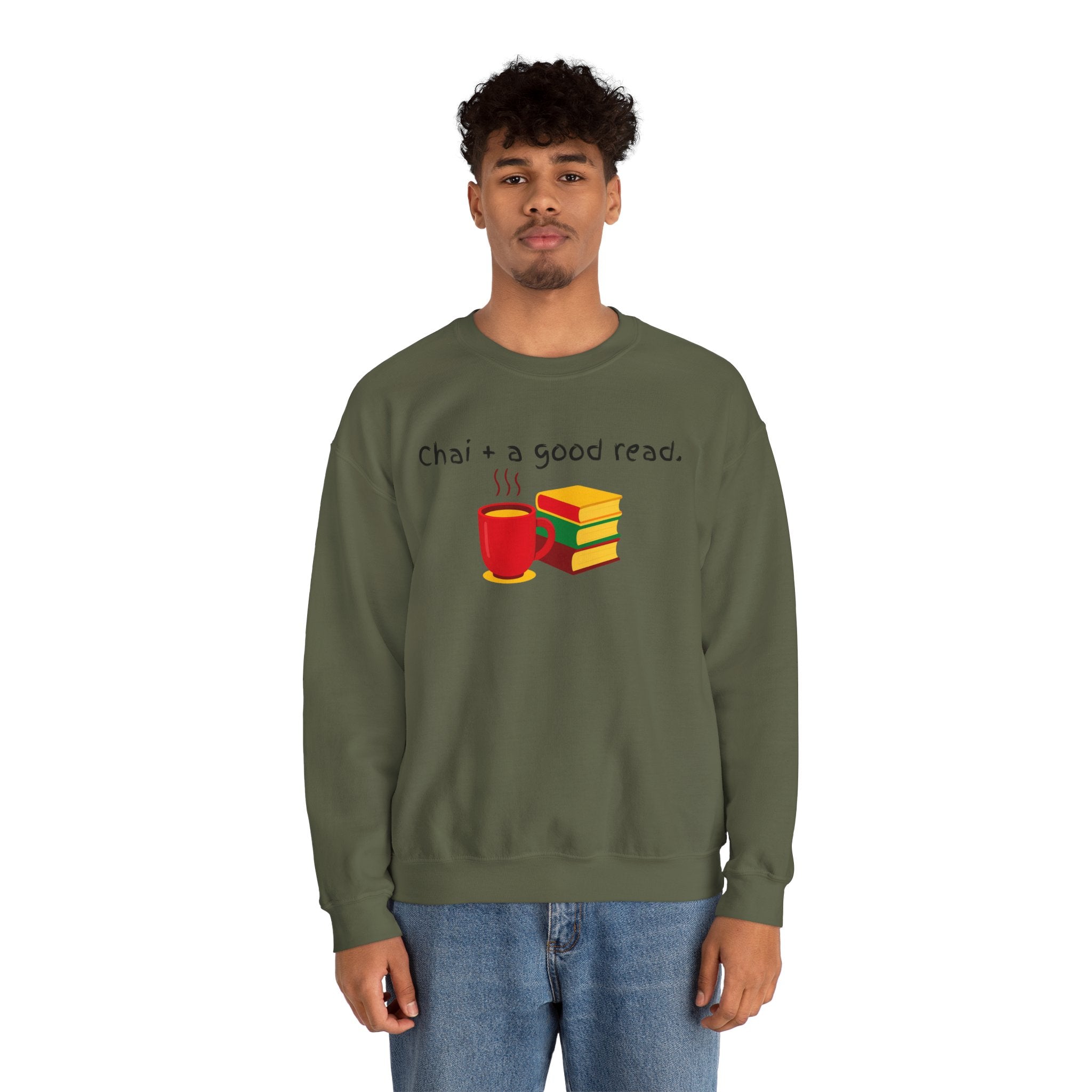 Cozy Reading Sweatshirt — "Chai + a Good Read" Crewneck