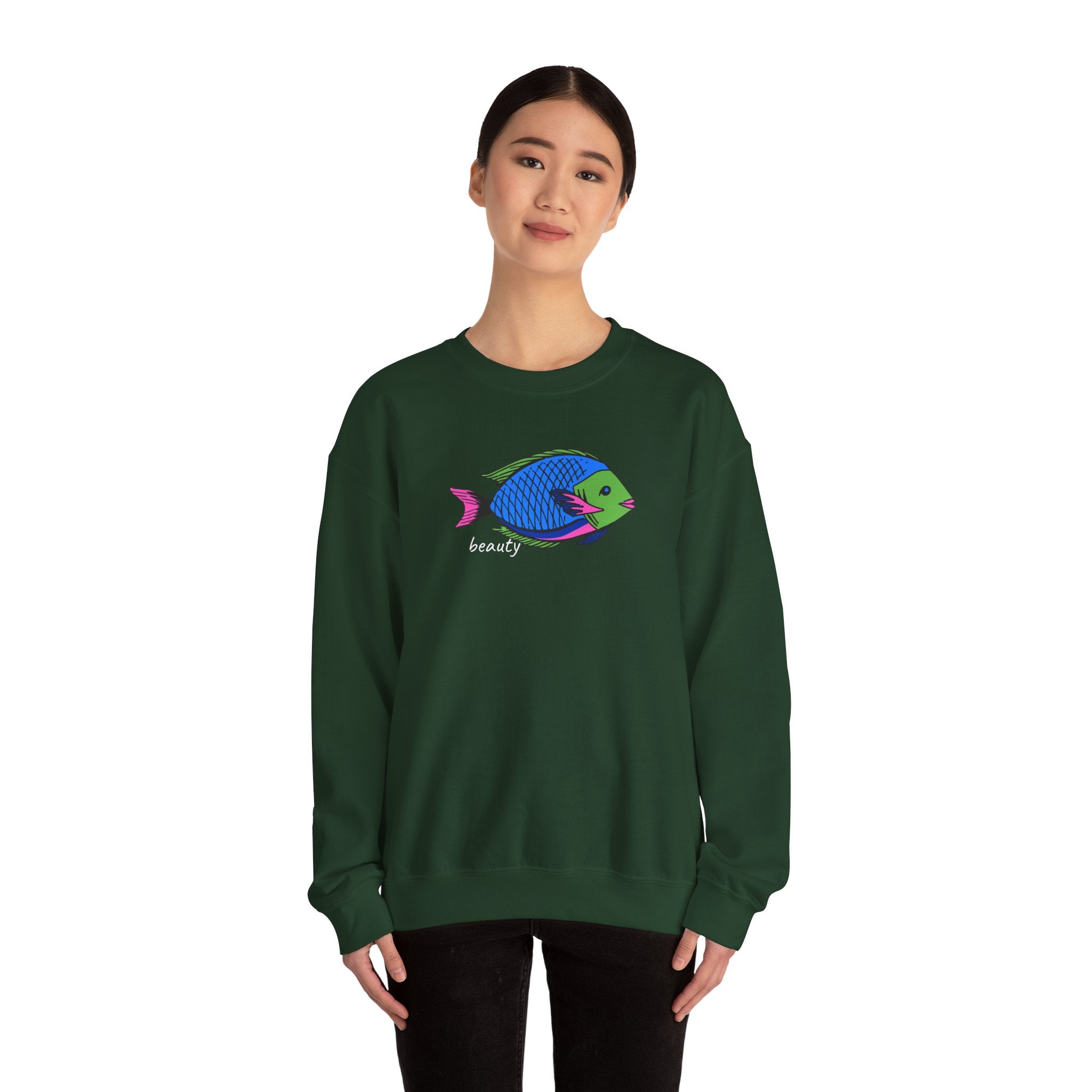 Fish Graphic Sweatshirt — Neon Tropical Fish 'beauty' Crewneck
