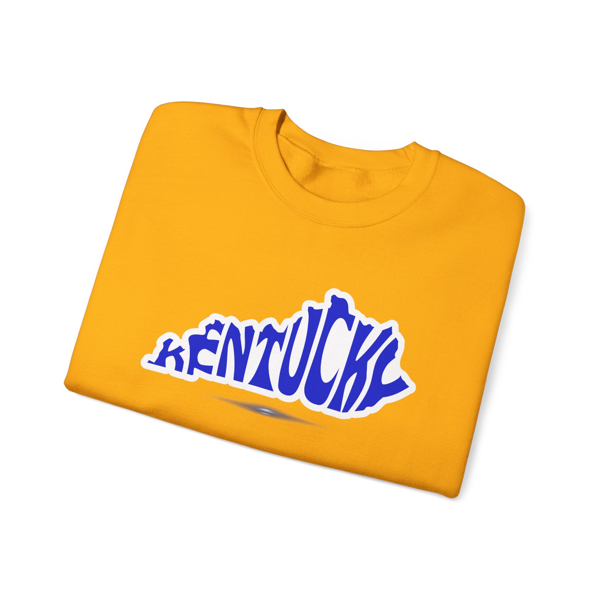 Kentucky State Outline Crewneck Sweatshirt — Blue 'Kentucky' Typography