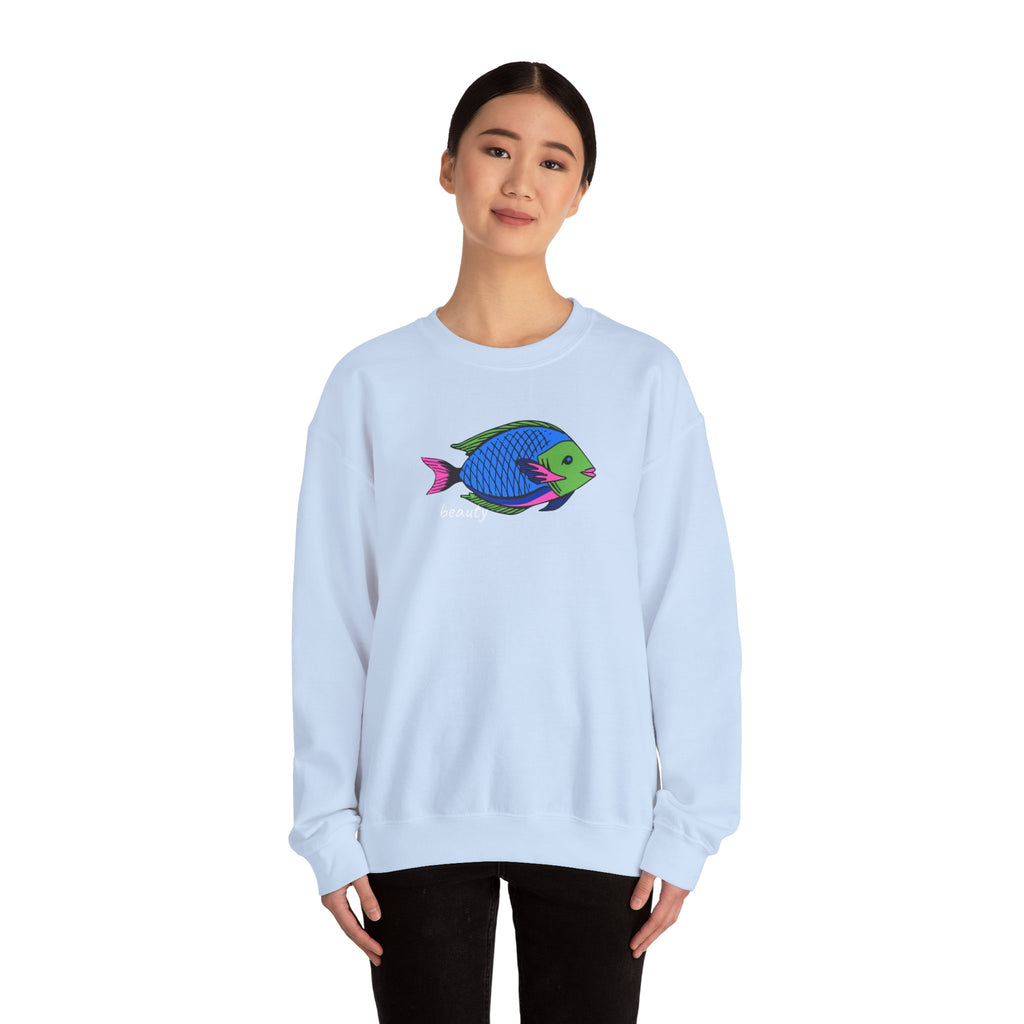 Fish Graphic Sweatshirt — Neon Tropical Fish 'beauty' Crewneck