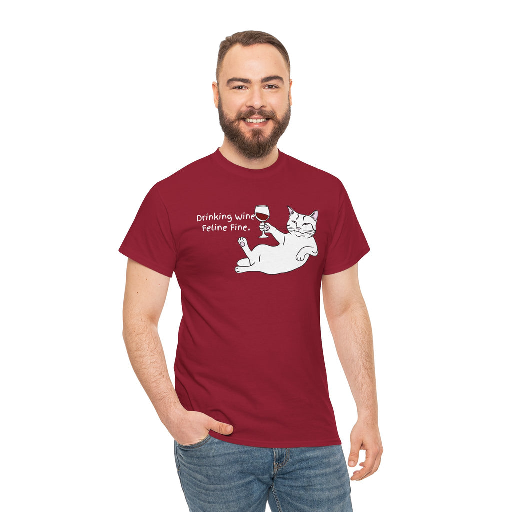 Drinking Wine, Feline Fine Cat Tee