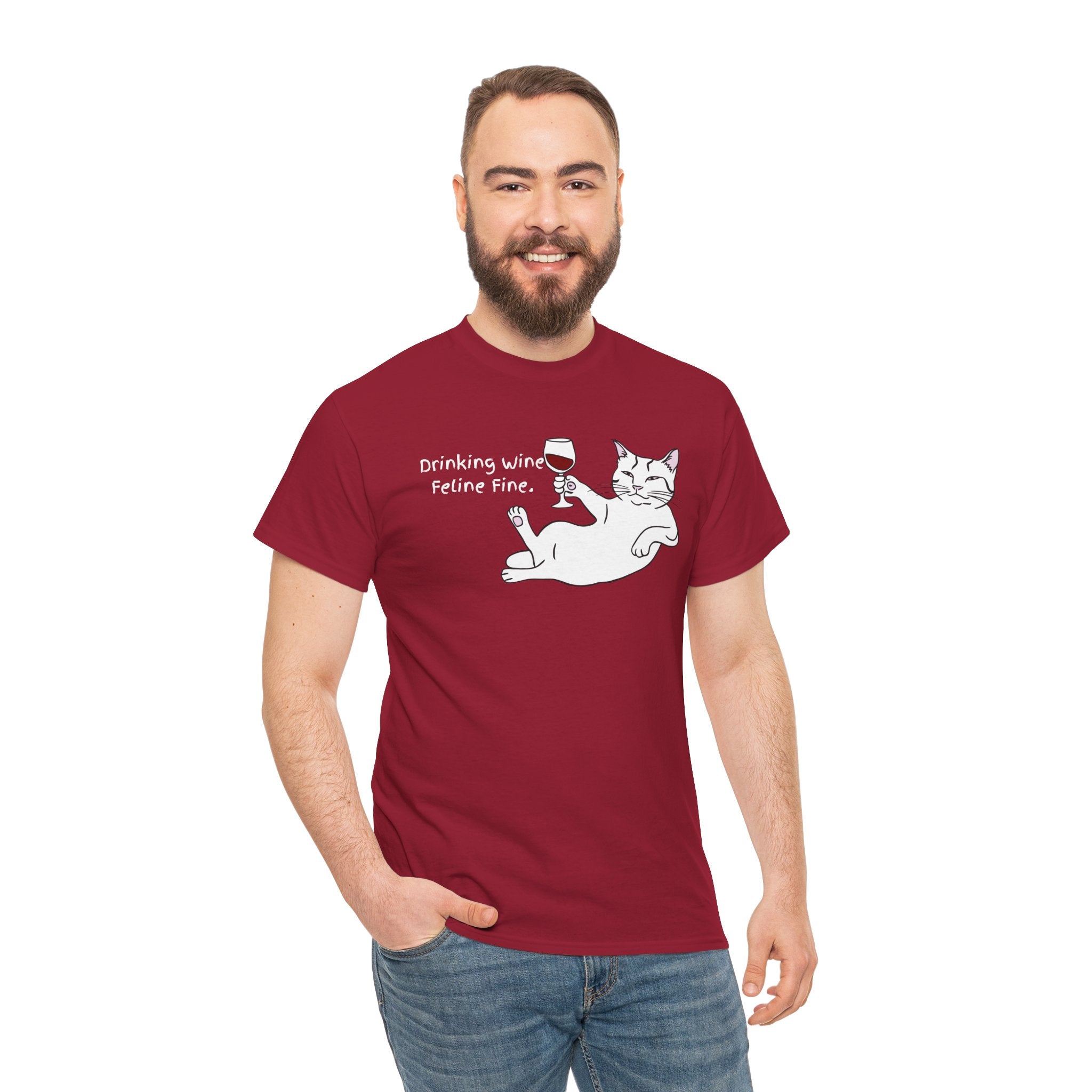 Drinking Wine, Feline Fine Cat Tee