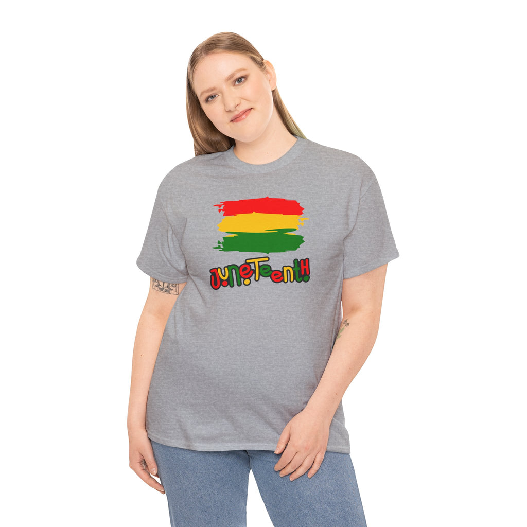 Juneteenth Graphic Tee — Rasta Flag Brushstroke Design