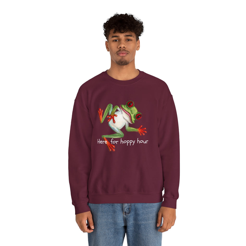 Frog 'Here for Hoppy Hour' Crewneck Sweatshirt