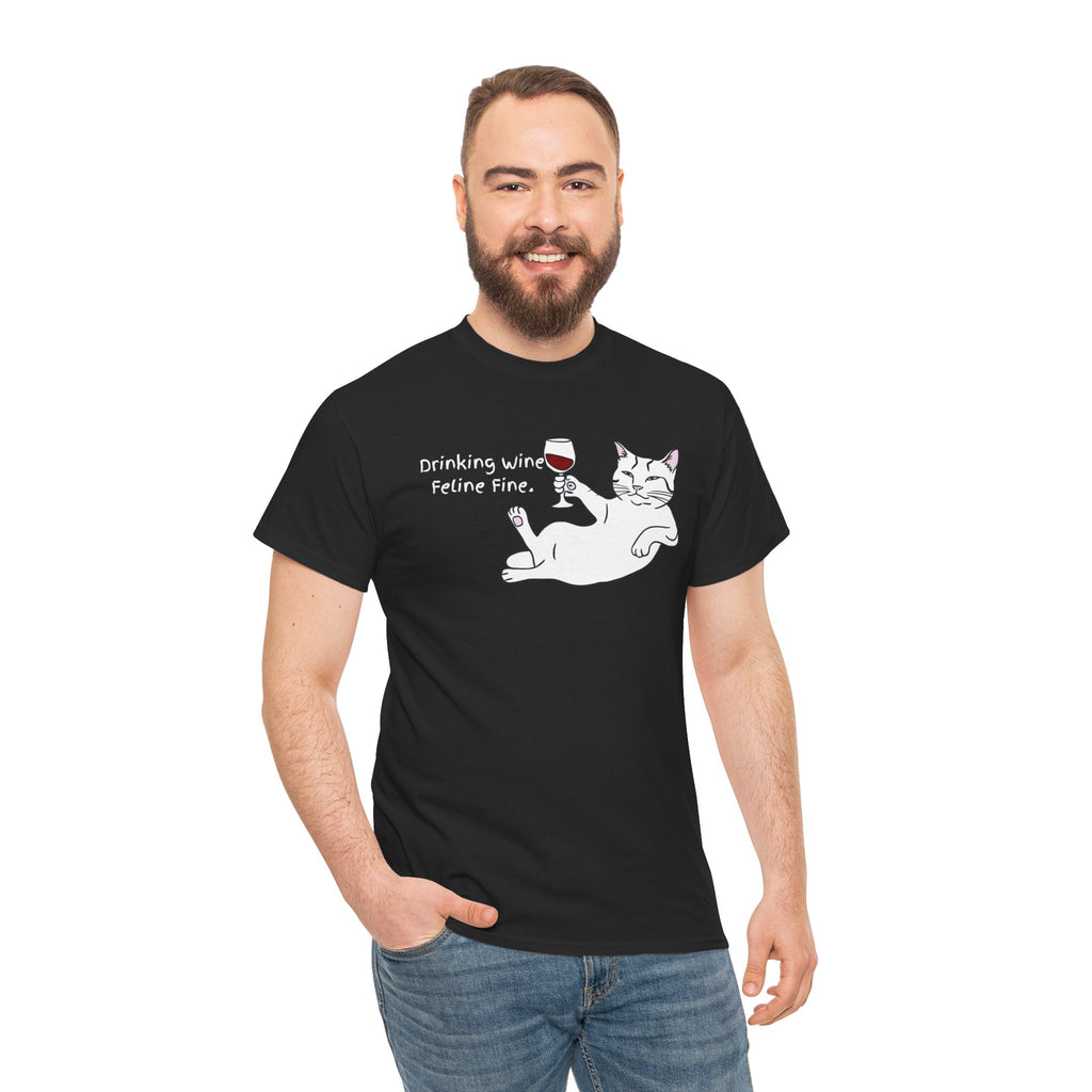 Drinking Wine, Feline Fine Cat Tee