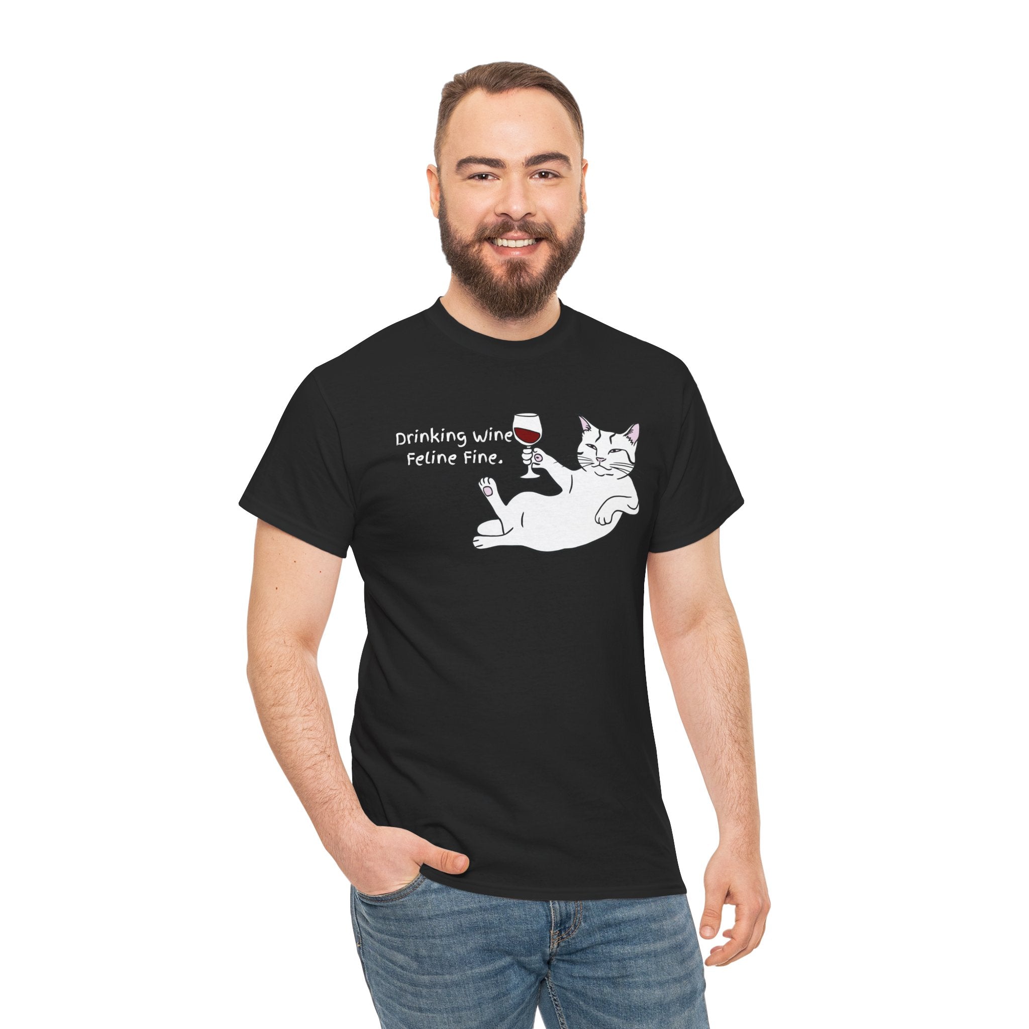 Drinking Wine, Feline Fine Cat Tee