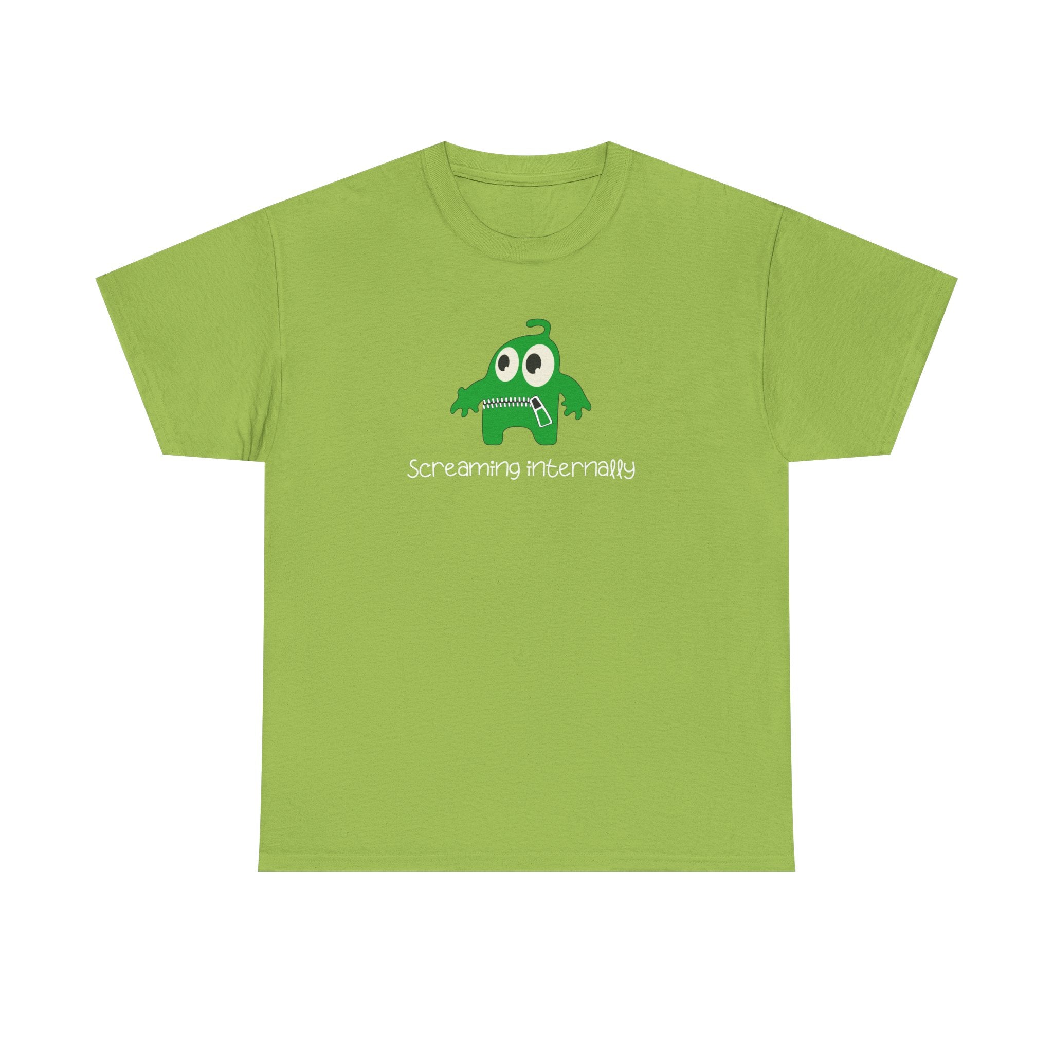 Screaming Internally Tee — Cute Green Monster Graphic Shirt
