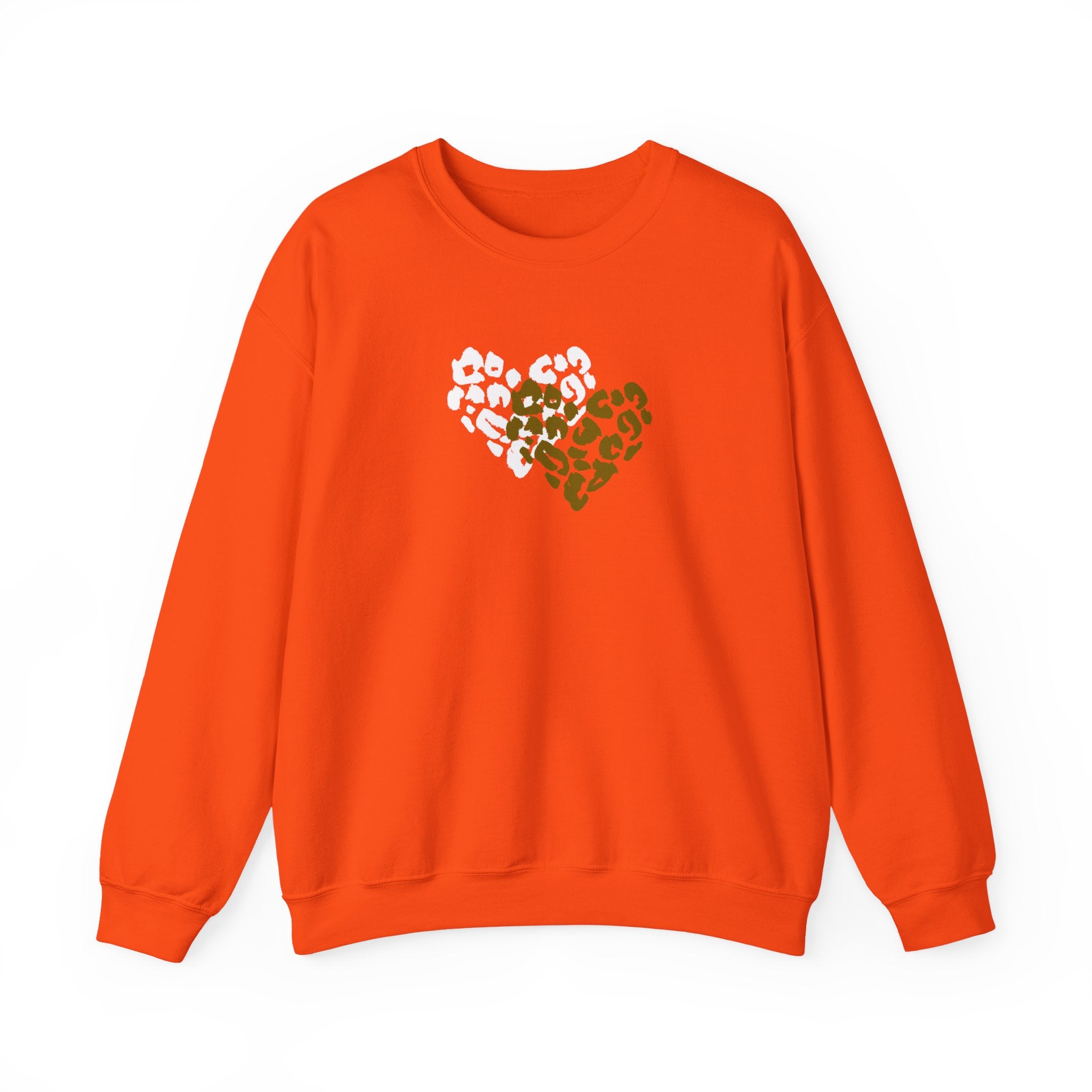 Leopard Heart Crewneck Sweatshirt – Split Gold & White Animal Print Heart