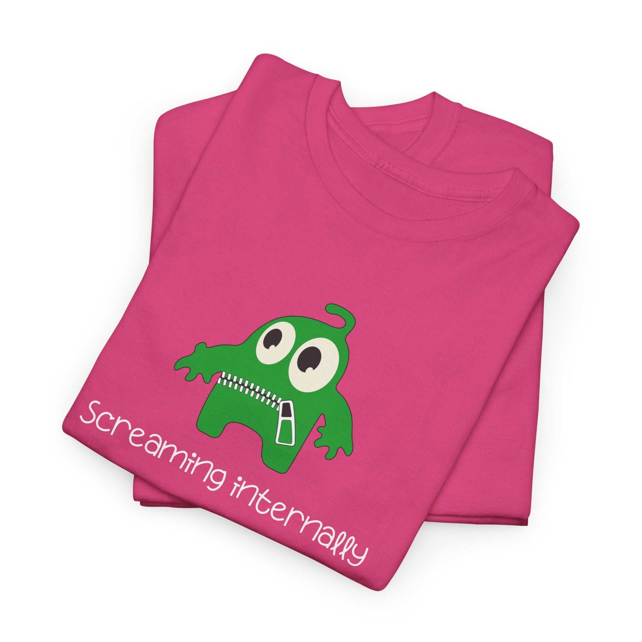 Screaming Internally Tee — Cute Green Monster Graphic Shirt