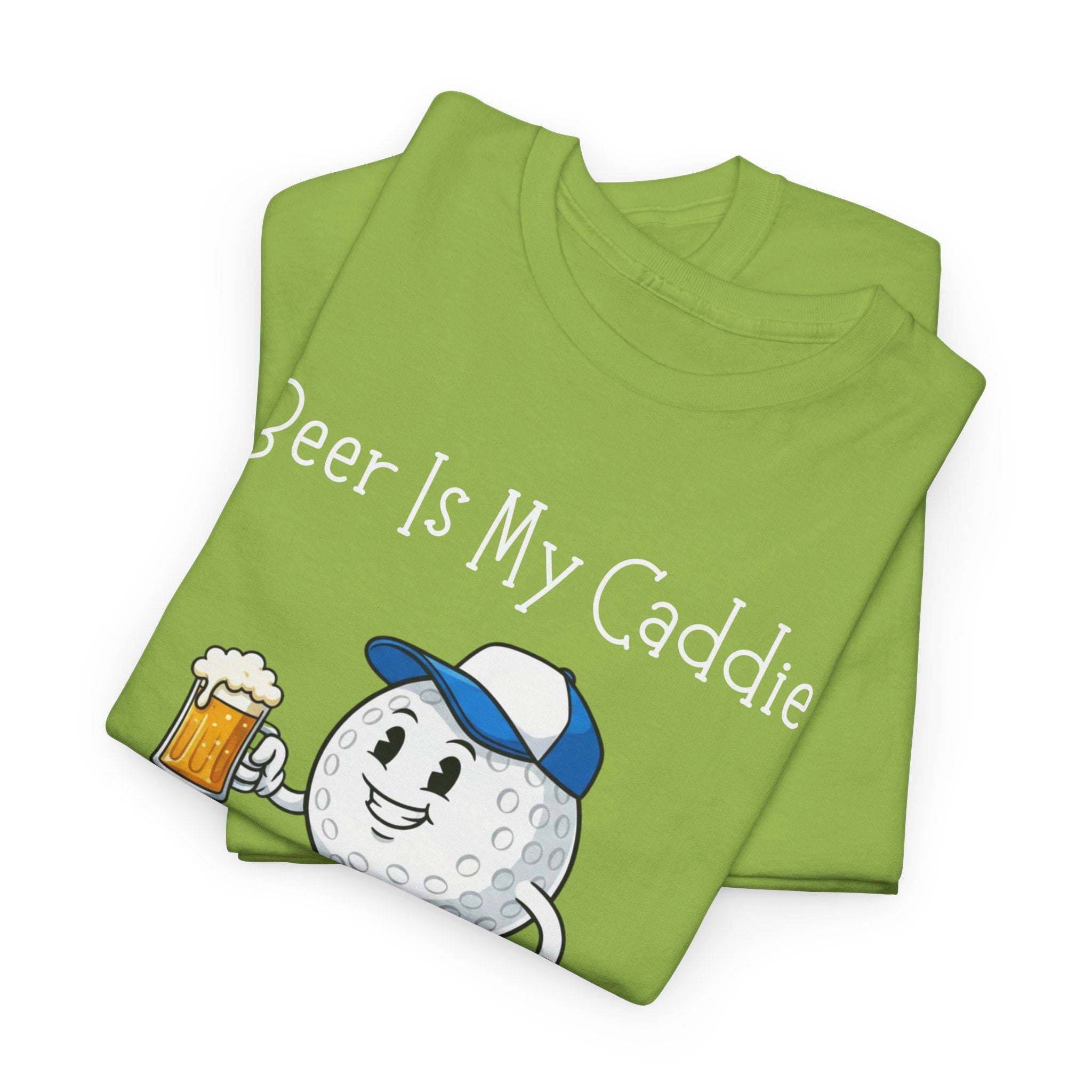 Golf Ball Cartoon Tee — "Beer Is My Caddie" Funny Golf Shirt