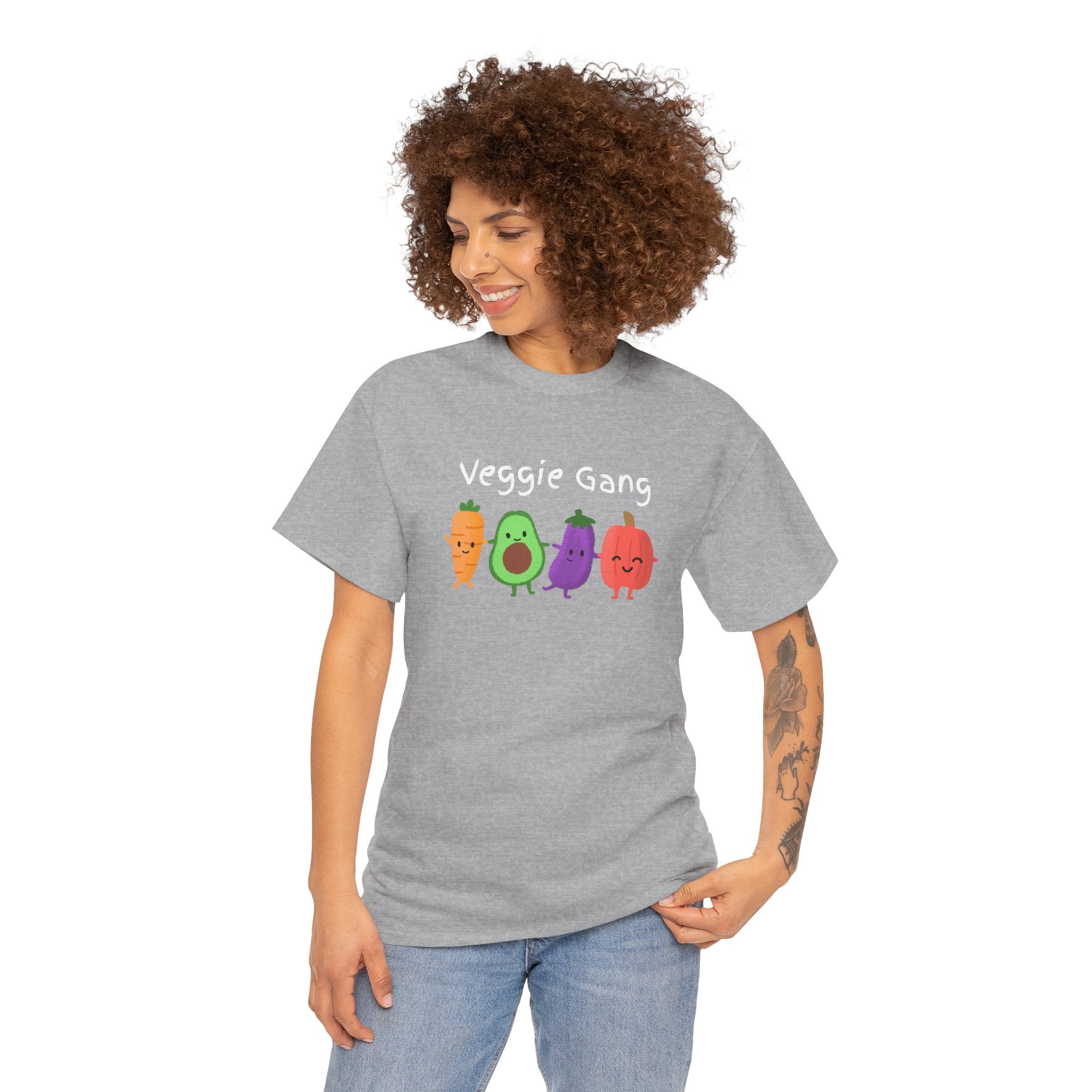 Veggie Gang T-Shirt – Cute Cartoon Avocado, Carrot, Eggplant & Pepper Tee