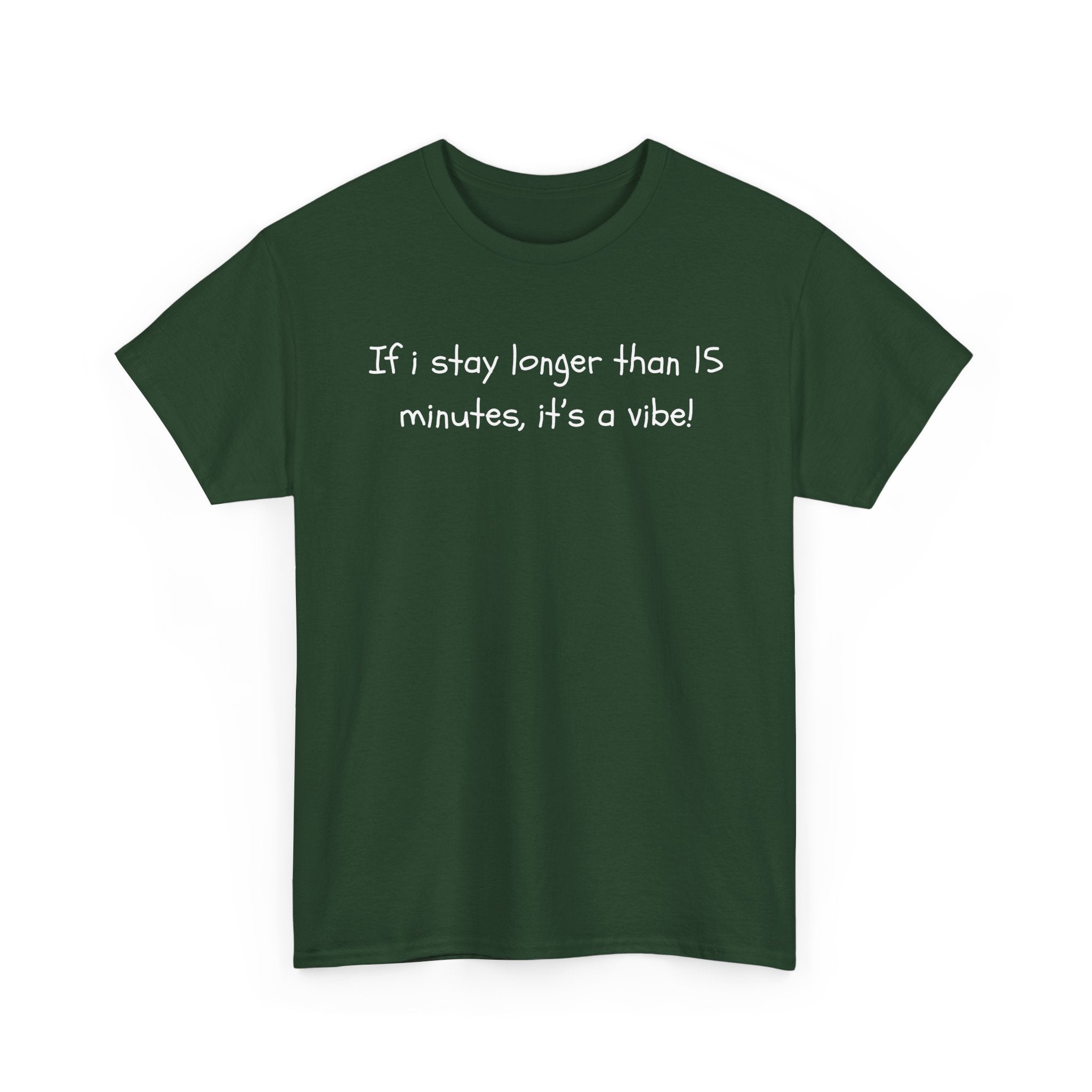 If I Stay Longer Than 15 Minutes It's a Vibe Tee — Funny Casual Graphic T-Shirt