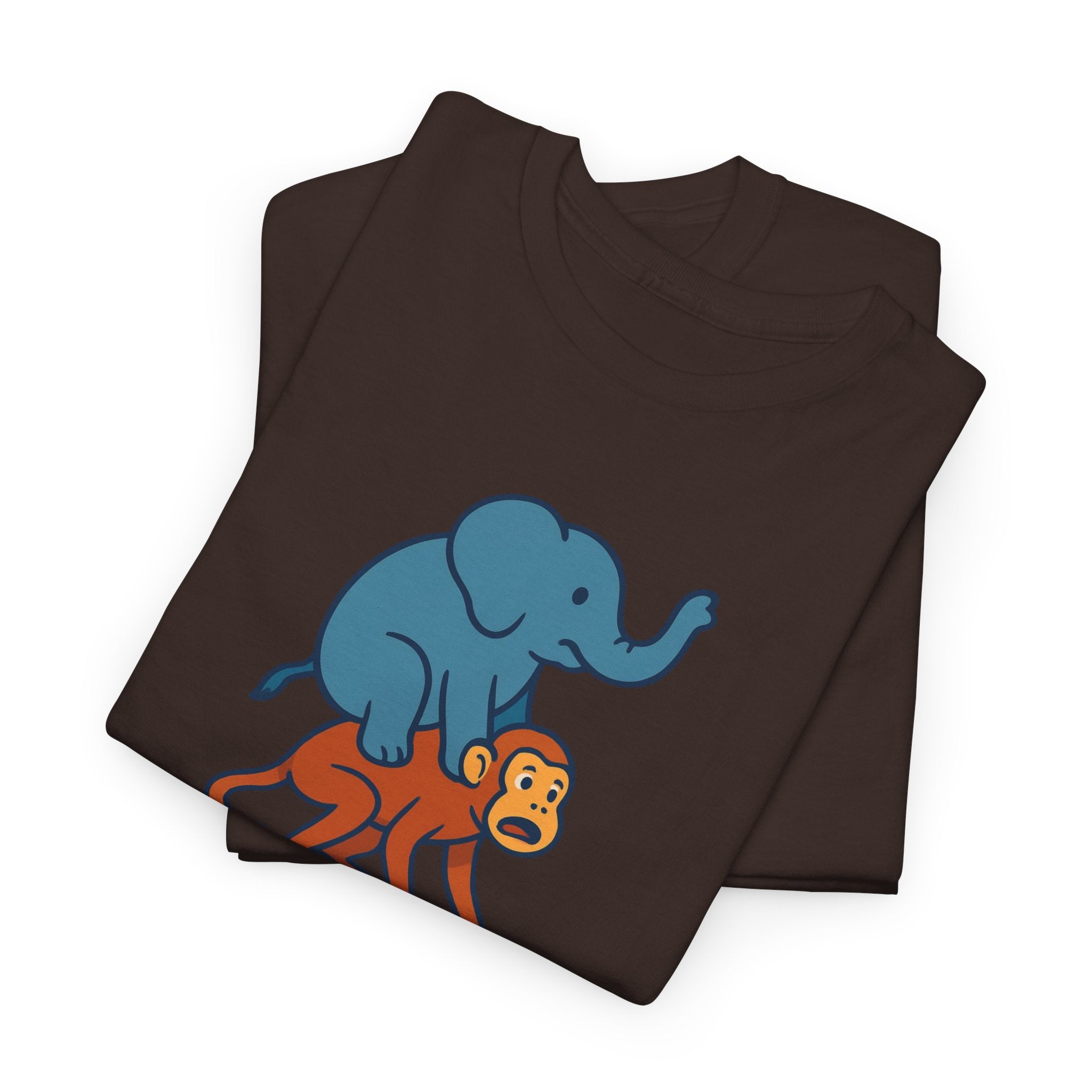 Funny Elephant Riding Monkey T-Shirt — "Send Help" Graphic Tee