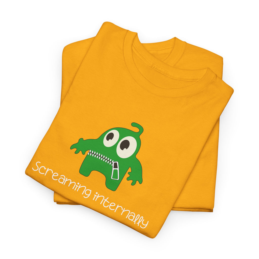 Screaming Internally Tee — Cute Green Monster Graphic Shirt