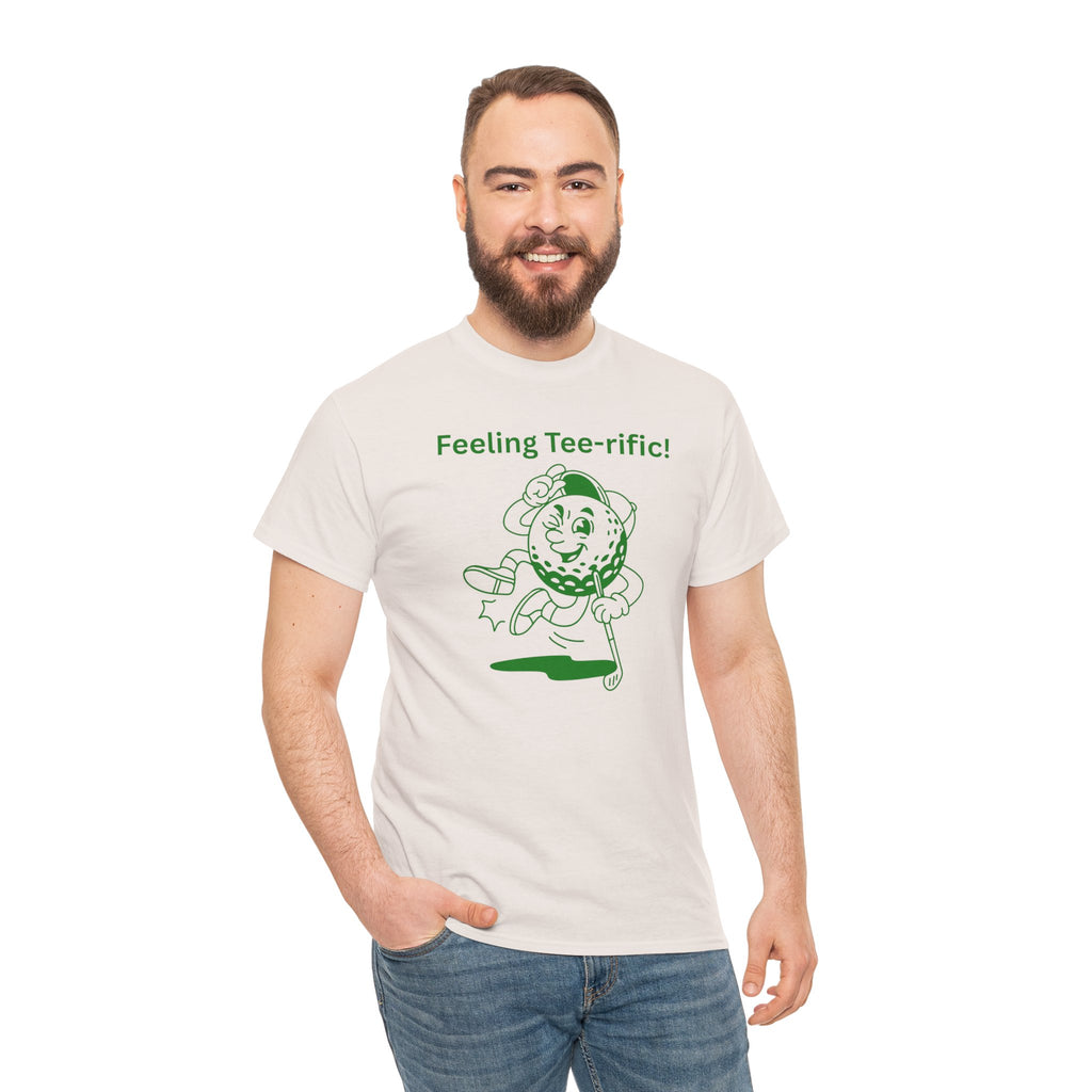 Golf Tee T-Shirt — "Feeling Tee-rific!" Vintage Golf Character Shirt