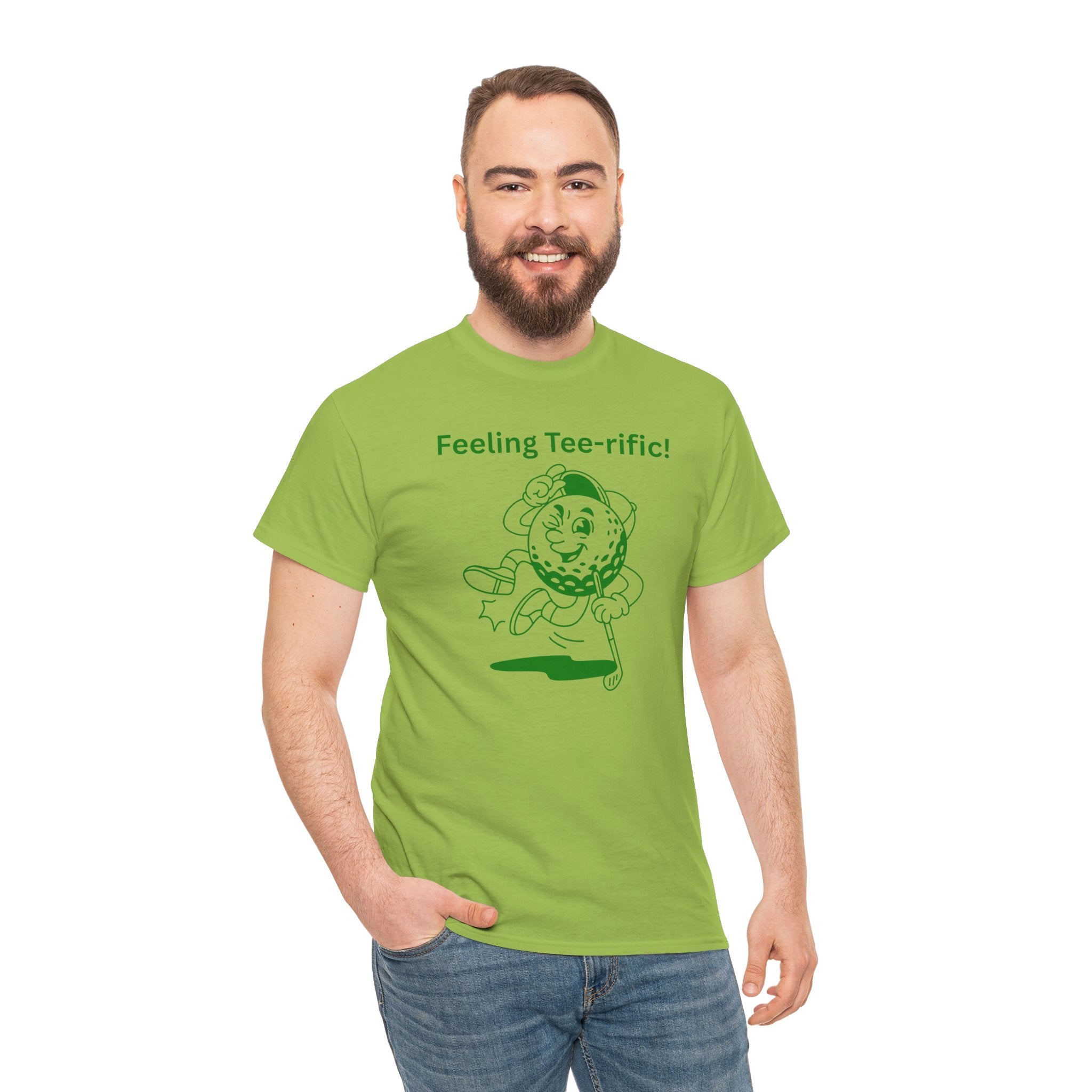 Golf Tee T-Shirt — "Feeling Tee-rific!" Vintage Golf Character Shirt