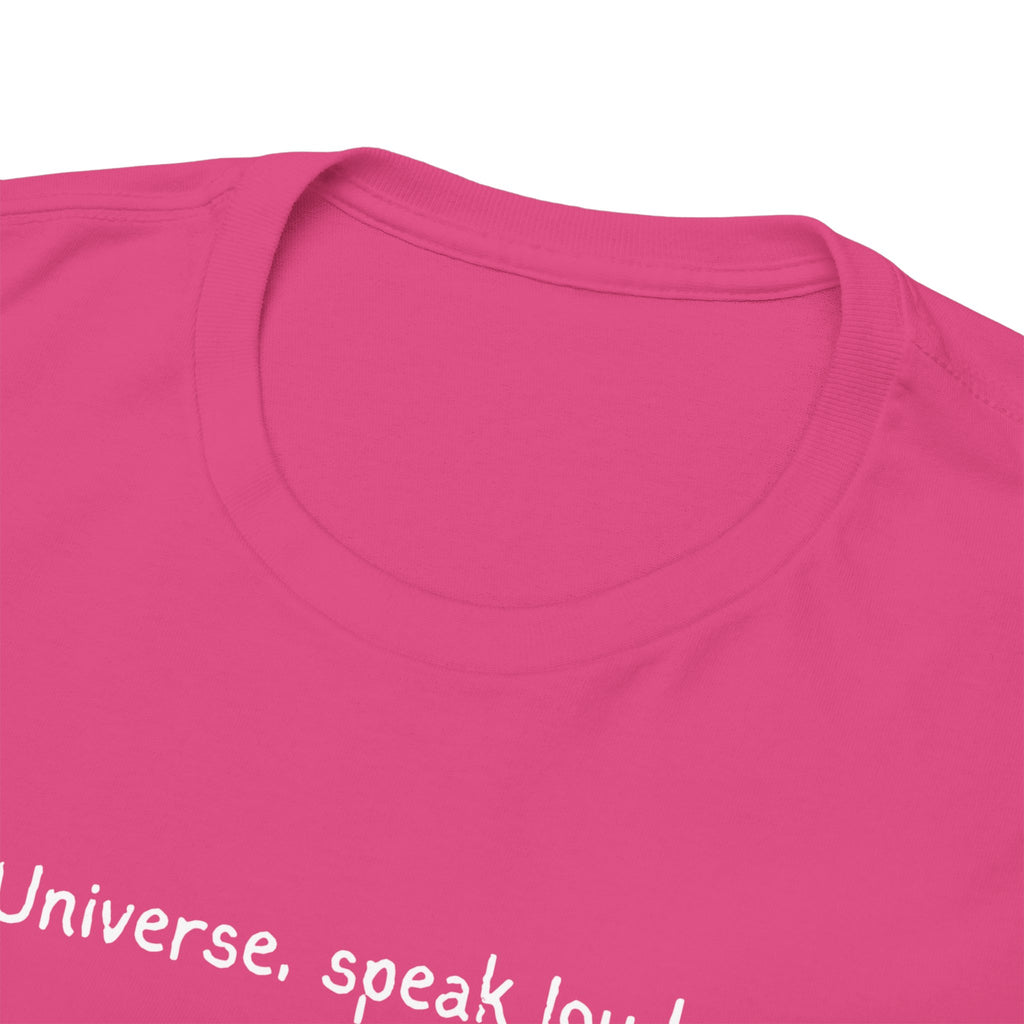 'Universe, Speak Louder' Black Graphic Tee Tag