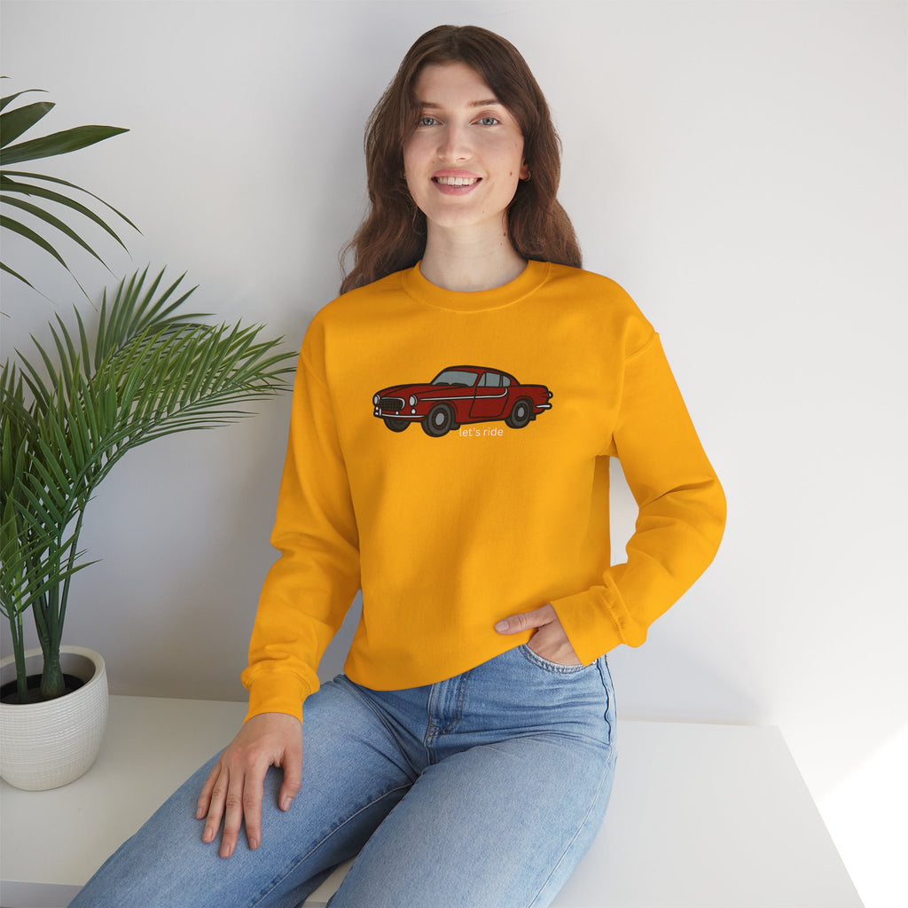 Classic Red Muscle Car Sweatshirt — “let’s ride” Crewneck