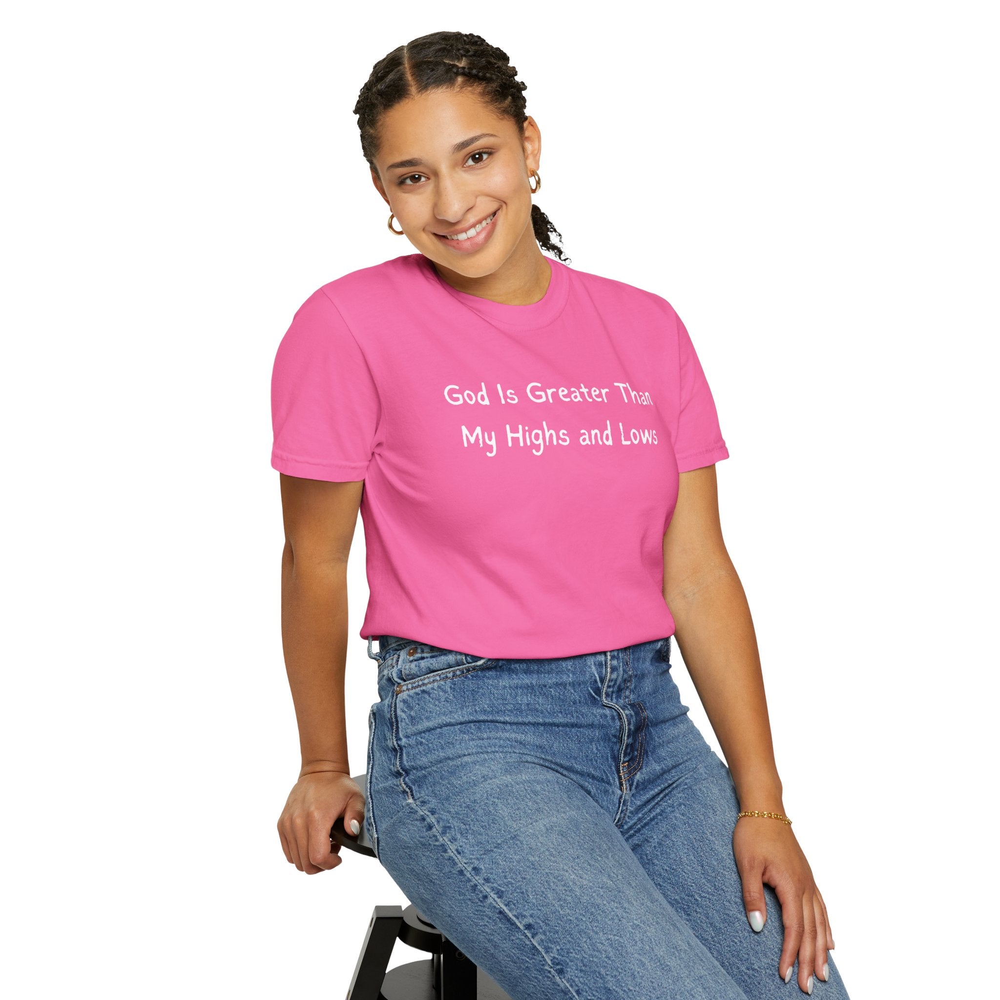 Faith Graphic T-Shirt — "God Is Greater Than My Highs and Lows" Inspirational Tee