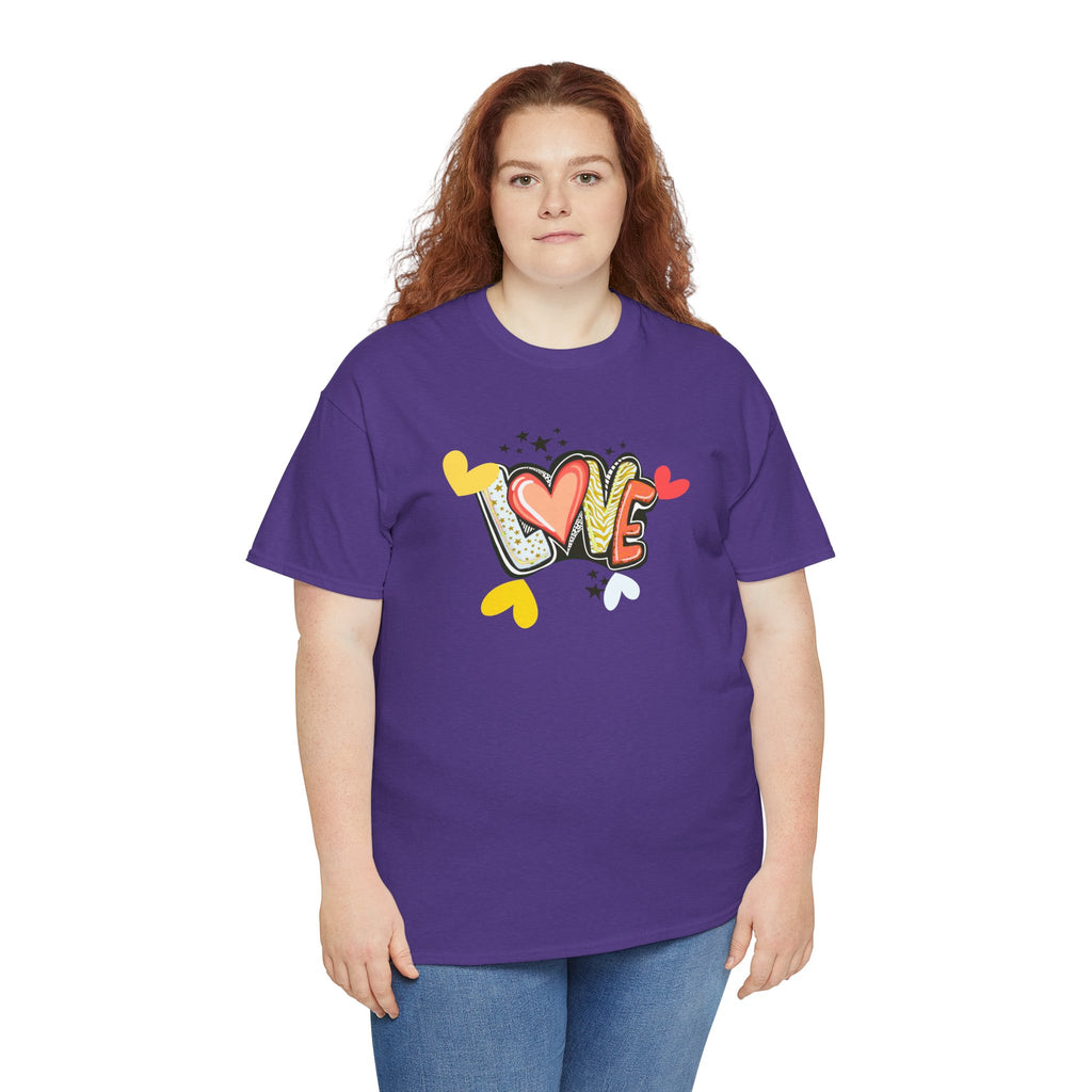 Love Heart Graphic Tee — Retro Doodle "LOVE" Design