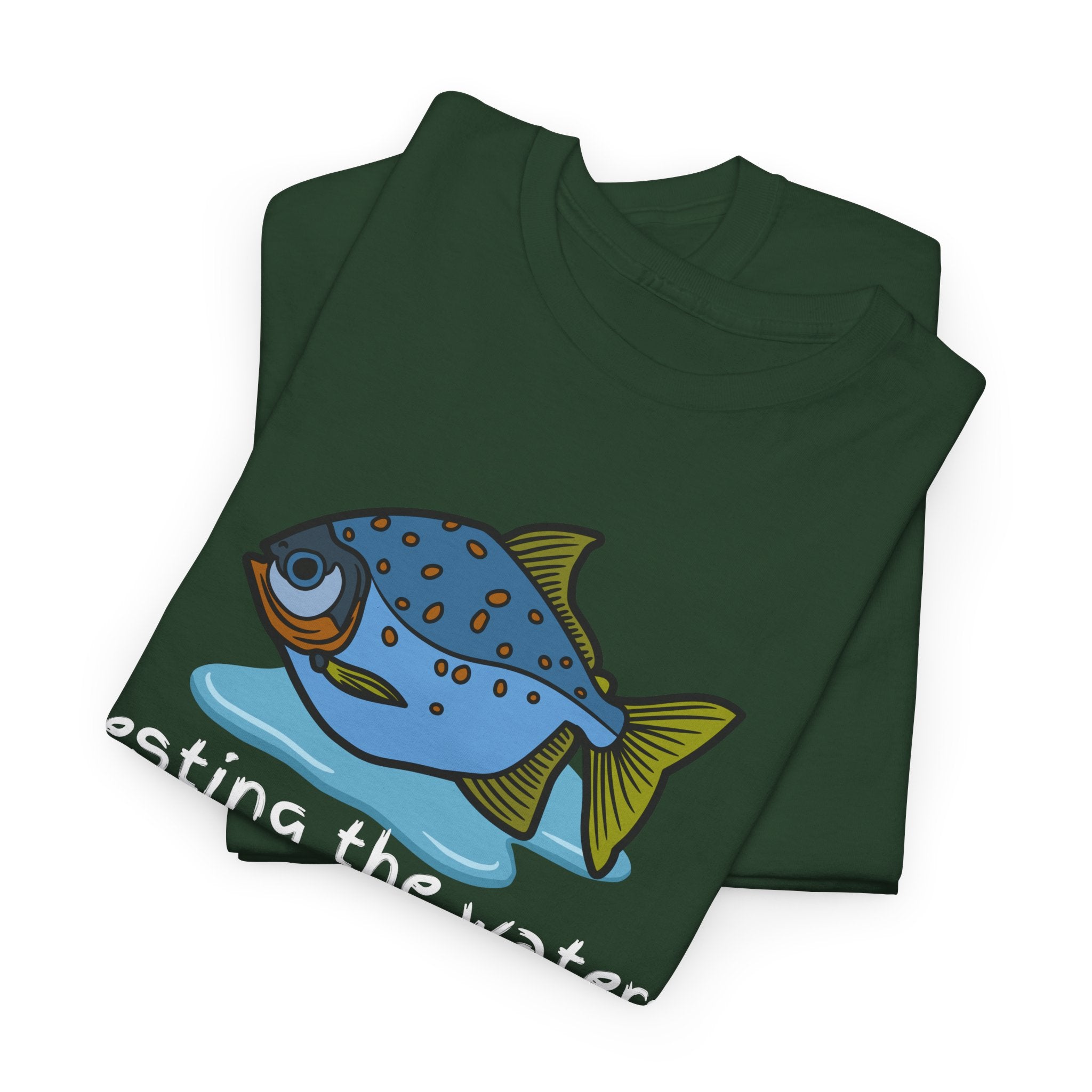 Fishing T‑Shirt — 'Testing the Waters' Blue Fish Tee