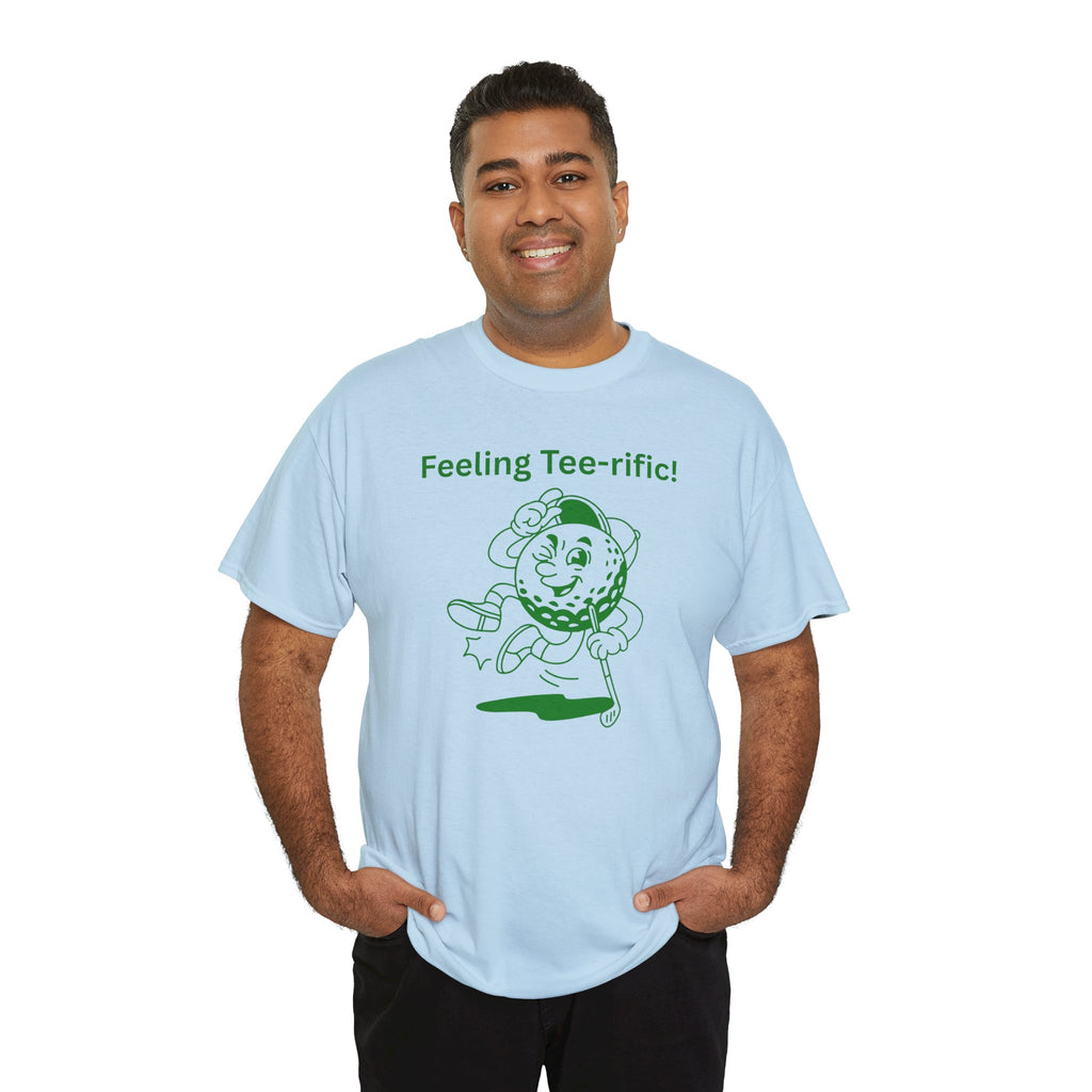 Golf Tee T-Shirt — "Feeling Tee-rific!" Vintage Golf Character Shirt