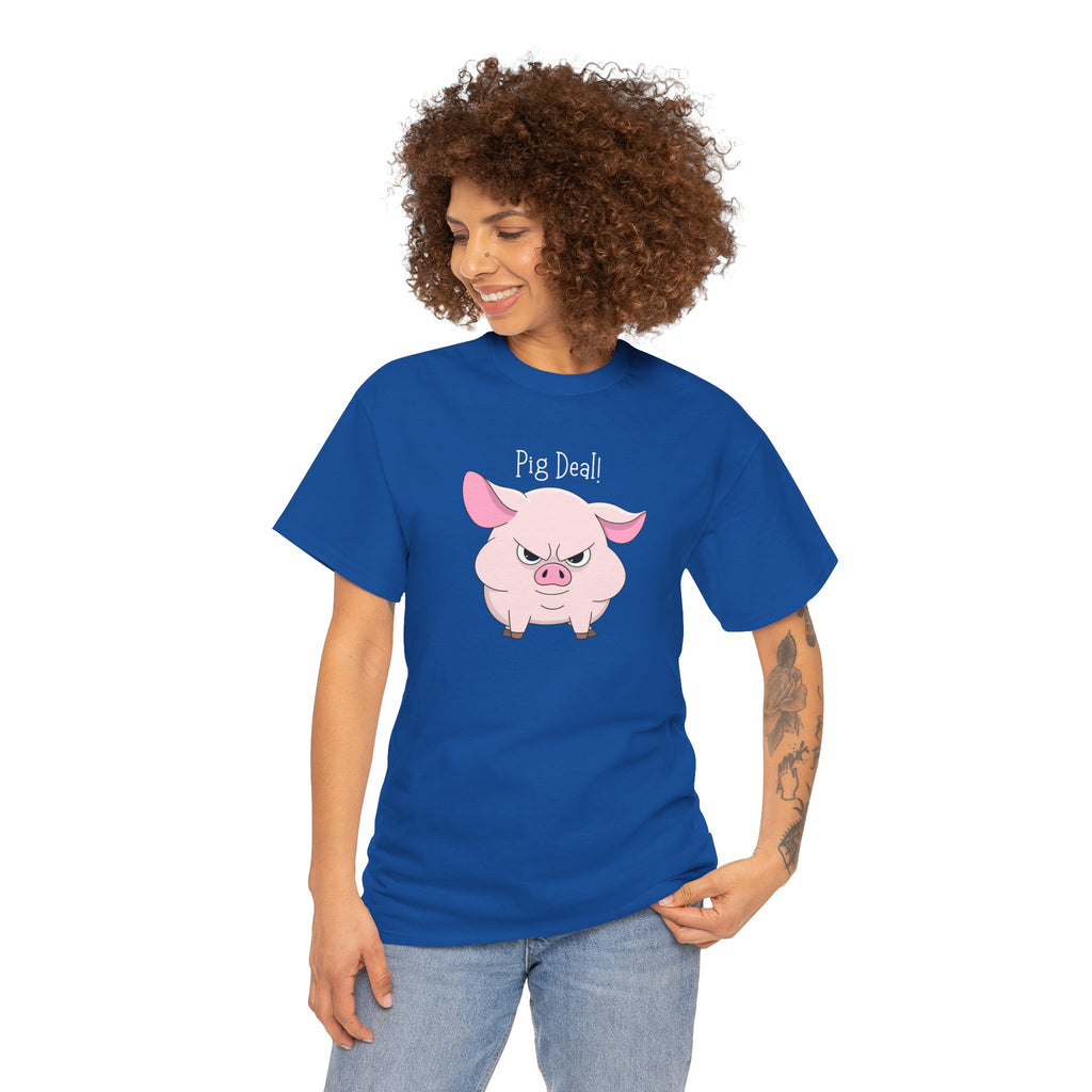 Pig Deal! Cute Angry Pig Graphic Tee — Funny Farm Animal T-Shirt