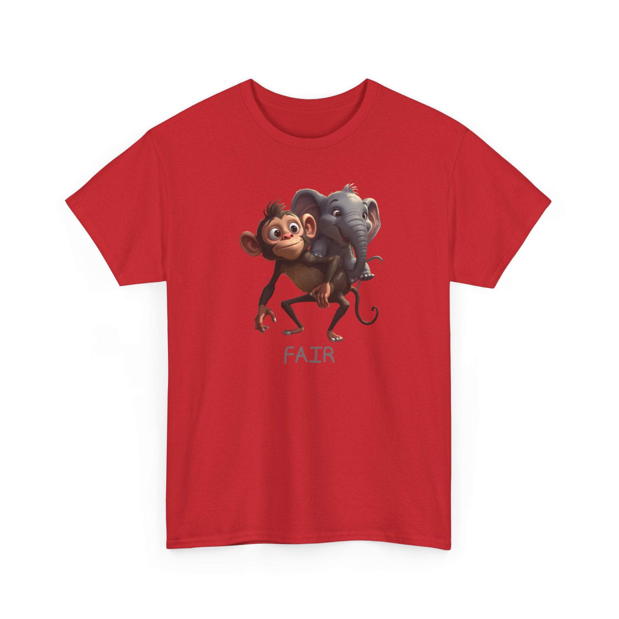 Monkey and Elephant 'Fair' Graphic Tee — Cute Animal Friendship T-Shirt