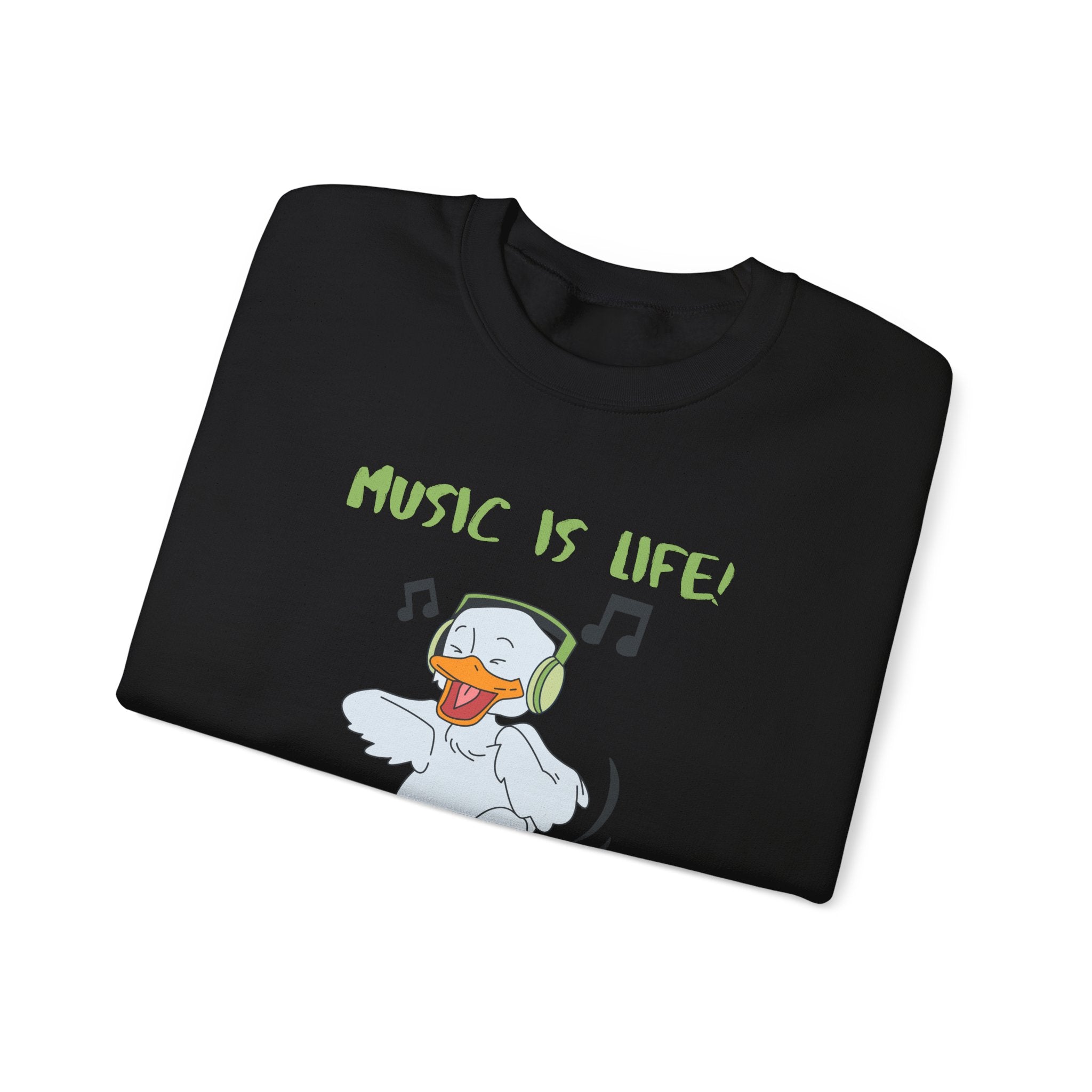 Music Is Life Duck Crewneck Sweatshirt – Cute DJ Duck Graphic Pullover