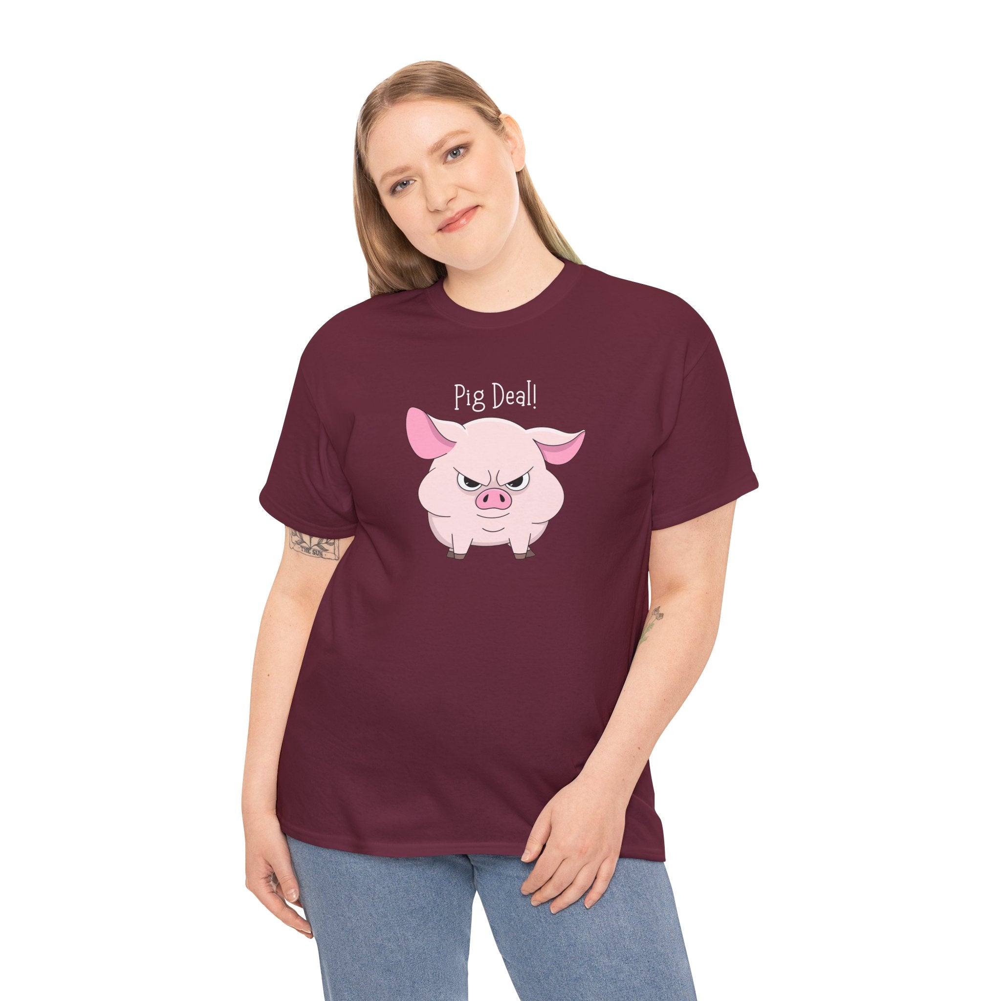 Pig Deal! Cute Angry Pig Graphic Tee — Funny Farm Animal T-Shirt