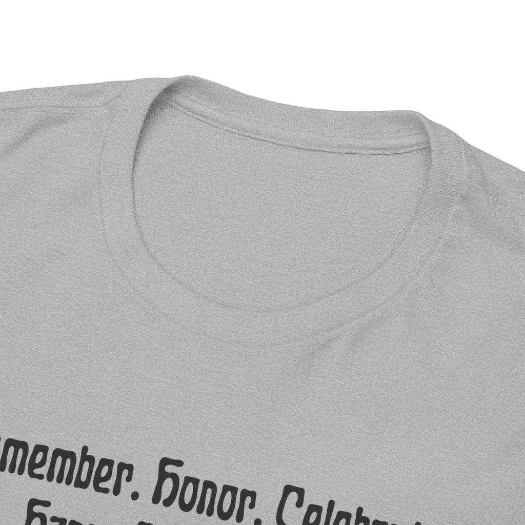 Juneteenth Celebration T‑Shirt — "Remember. Honor. Celebrate. Happy Juneteenth" with Pan-African Heart Design