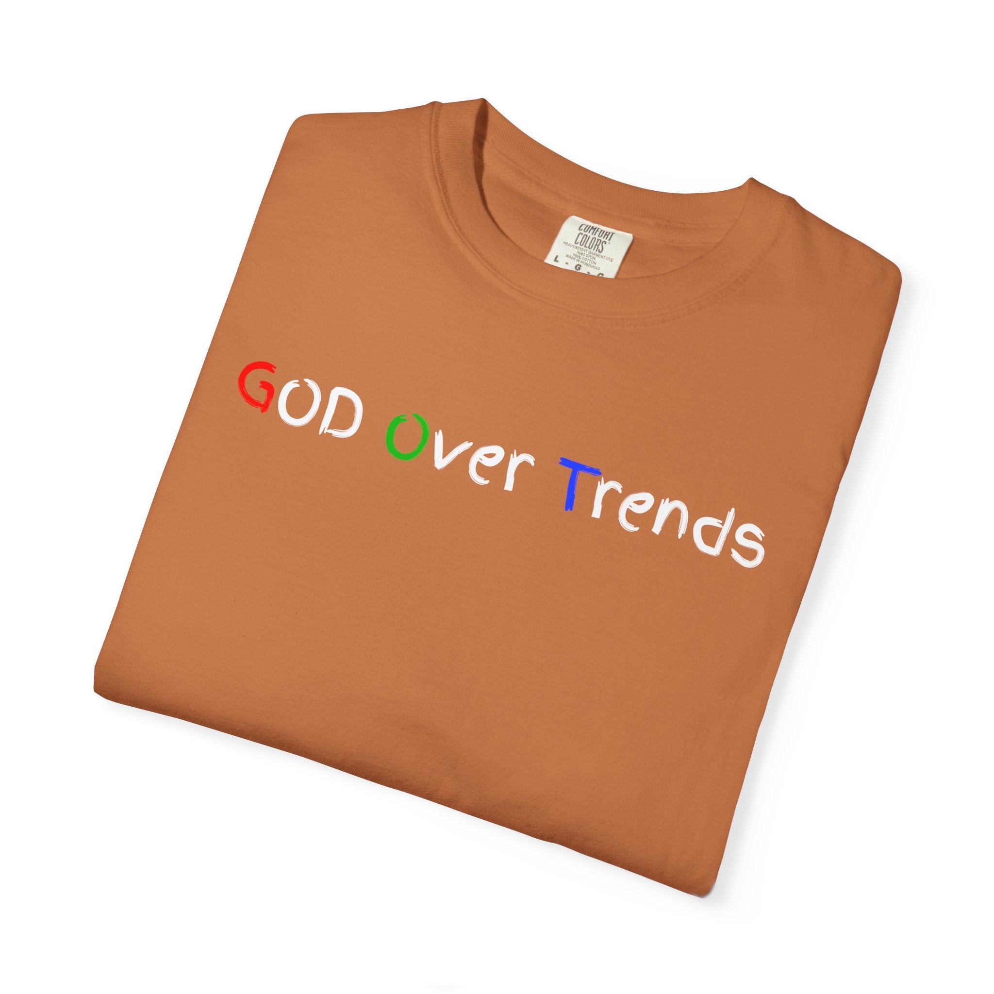 God Over Trends Tee — Retro Colorful Graphic T‑Shirt
