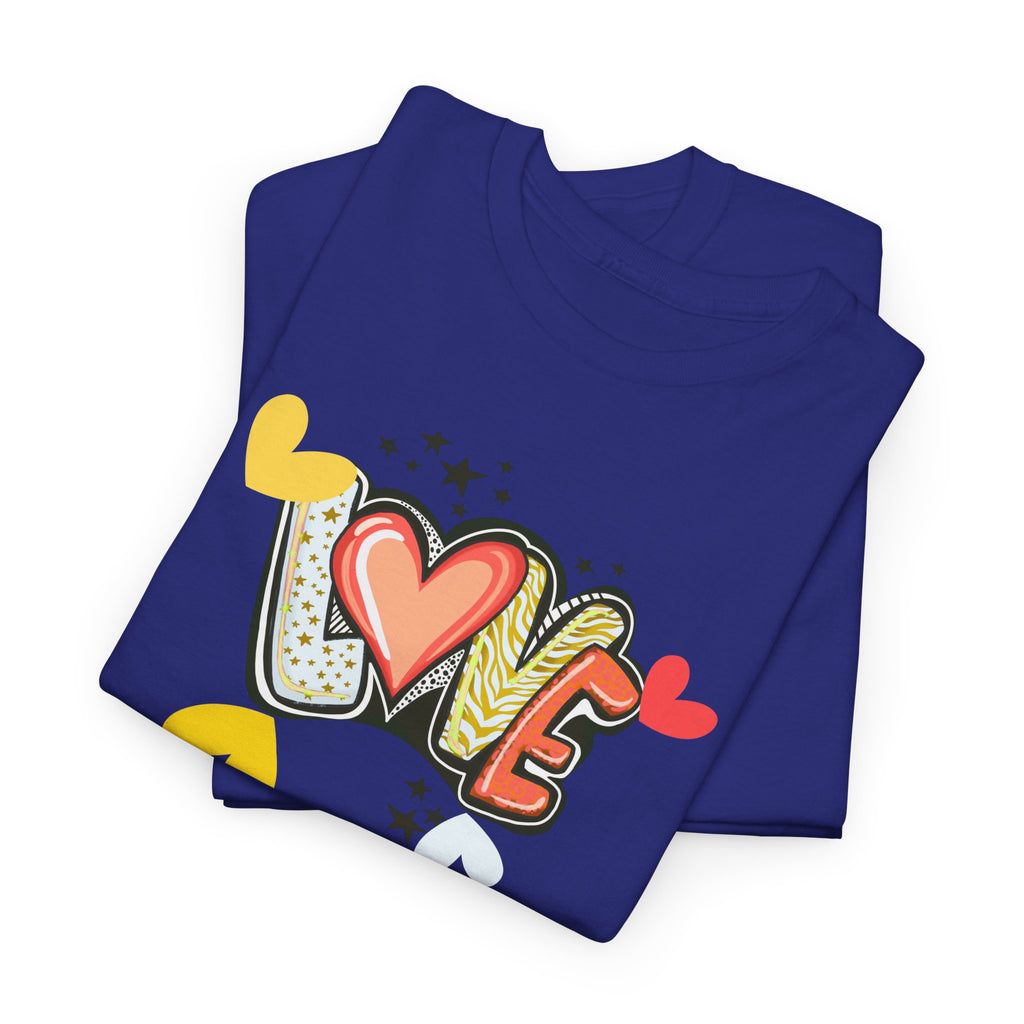 Love Heart Graphic Tee — Retro Doodle "LOVE" Design