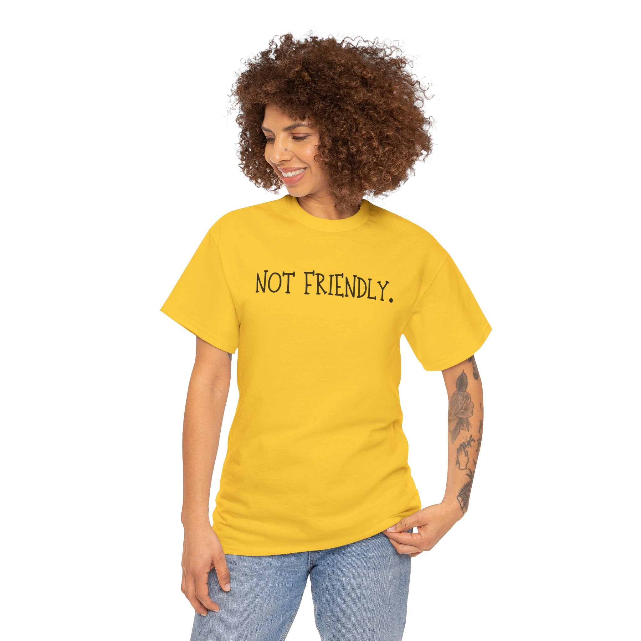 T-Shirt — "Not Friendly." Minimalist Statement Tee