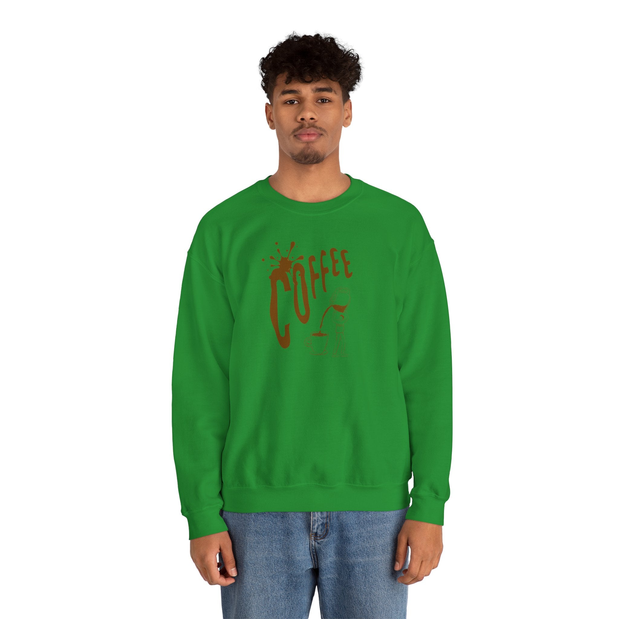 Coffee Lover Crewneck Sweatshirt — Retro Brown Coffee Graphic