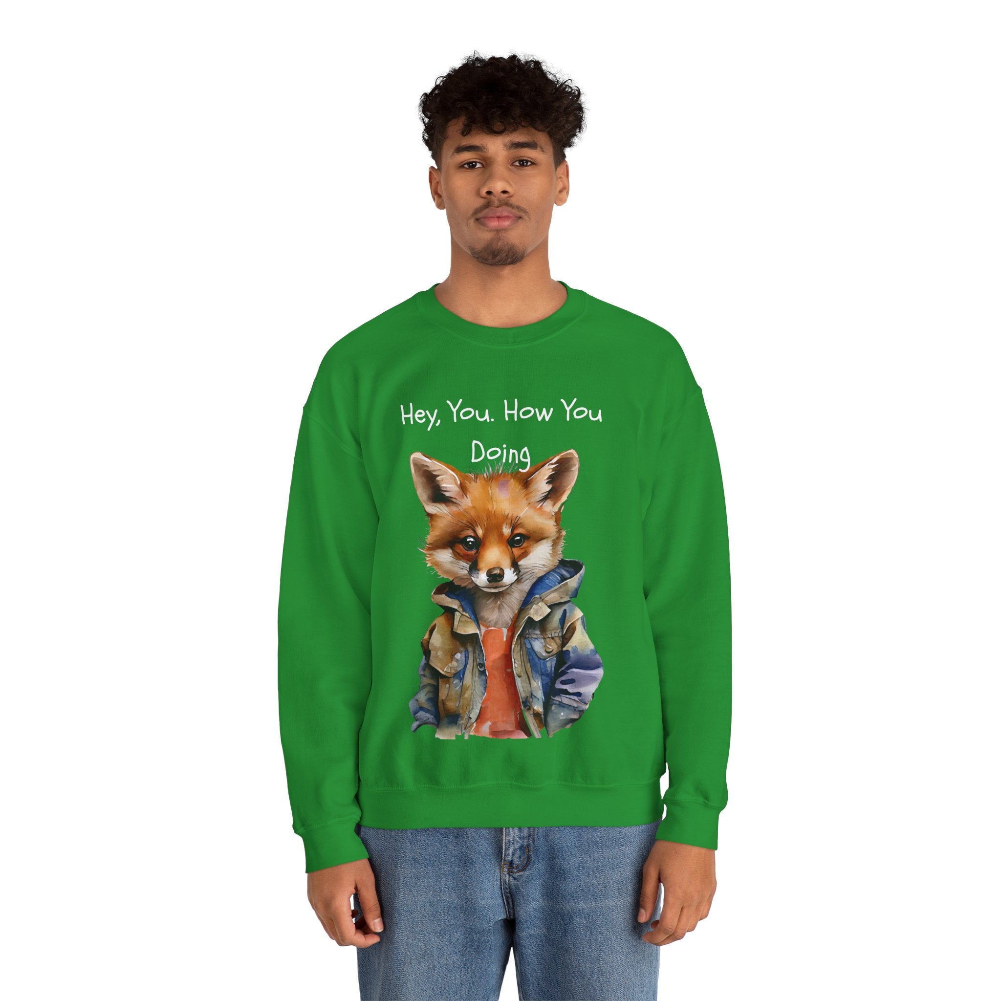 Fox Graphic Crewneck Sweatshirt — "Hey, You. How You Doing" Cozy Pullover