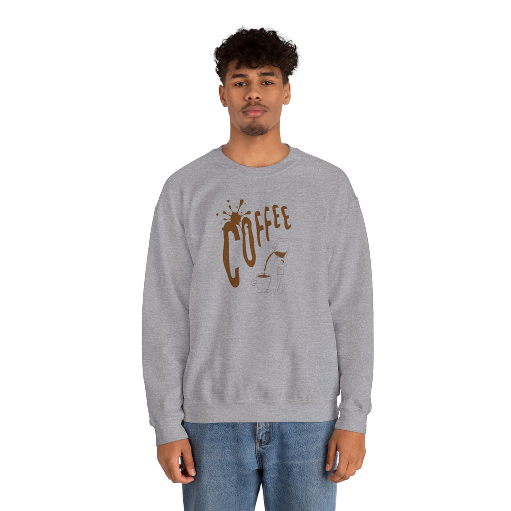 Coffee Lover Crewneck Sweatshirt — Retro Brown Coffee Graphic