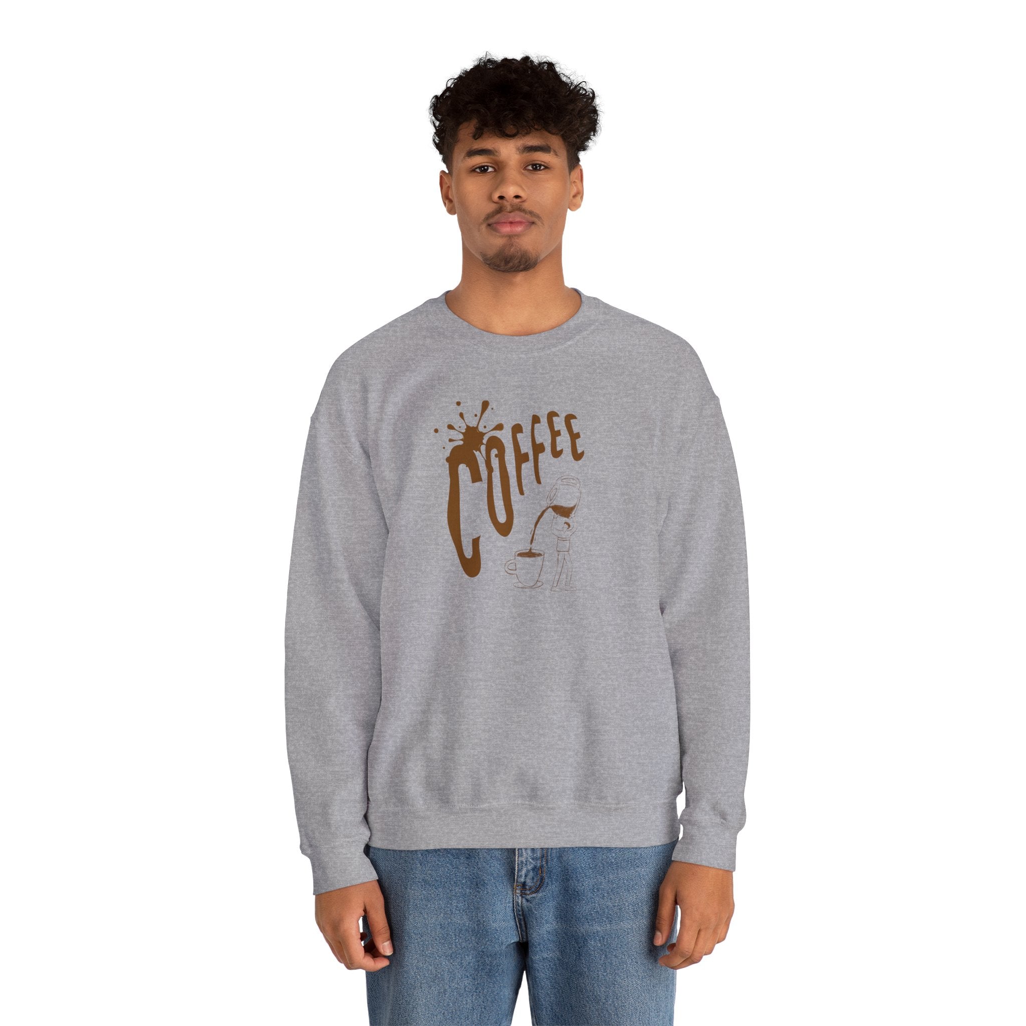 Coffee Lover Crewneck Sweatshirt — Retro Brown Coffee Graphic
