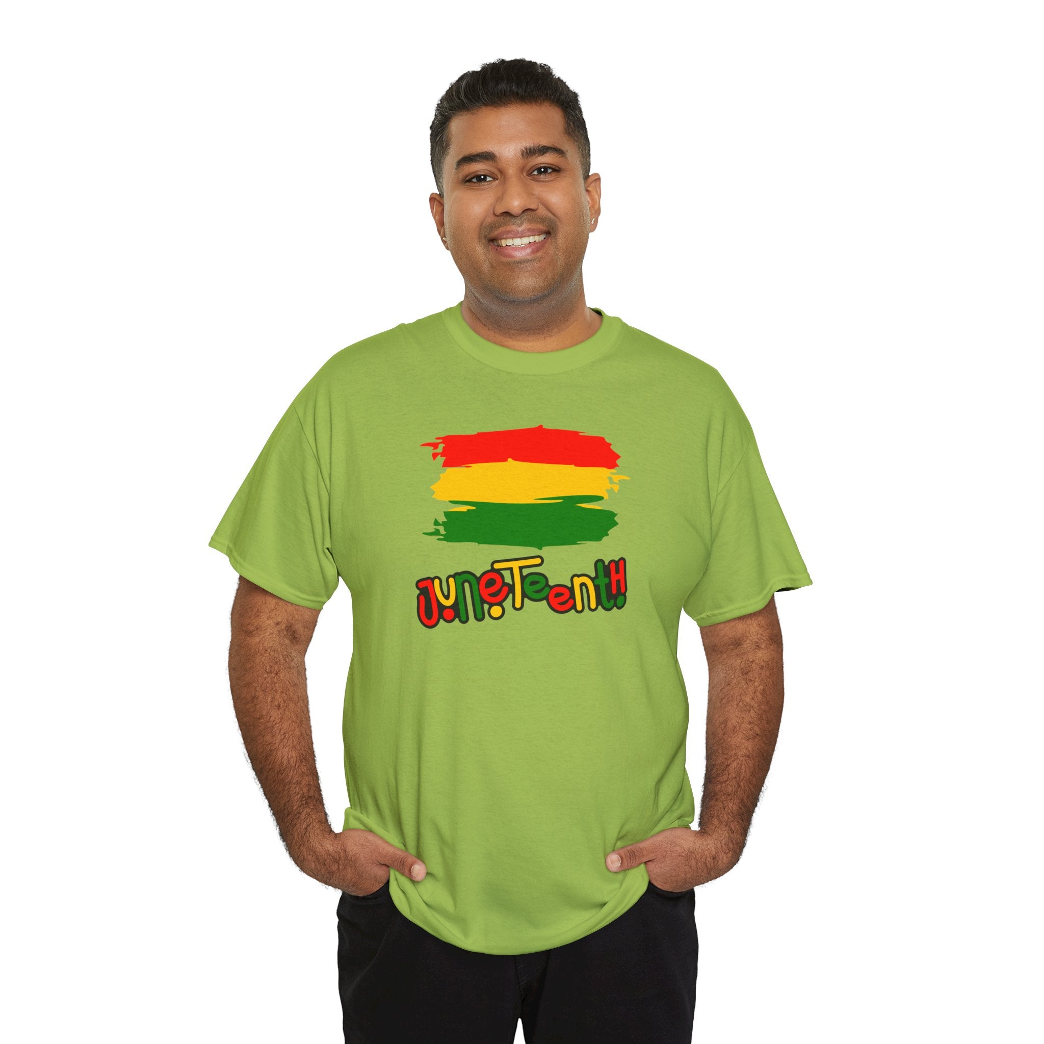 Juneteenth Graphic Tee — Rasta Flag Brushstroke Design