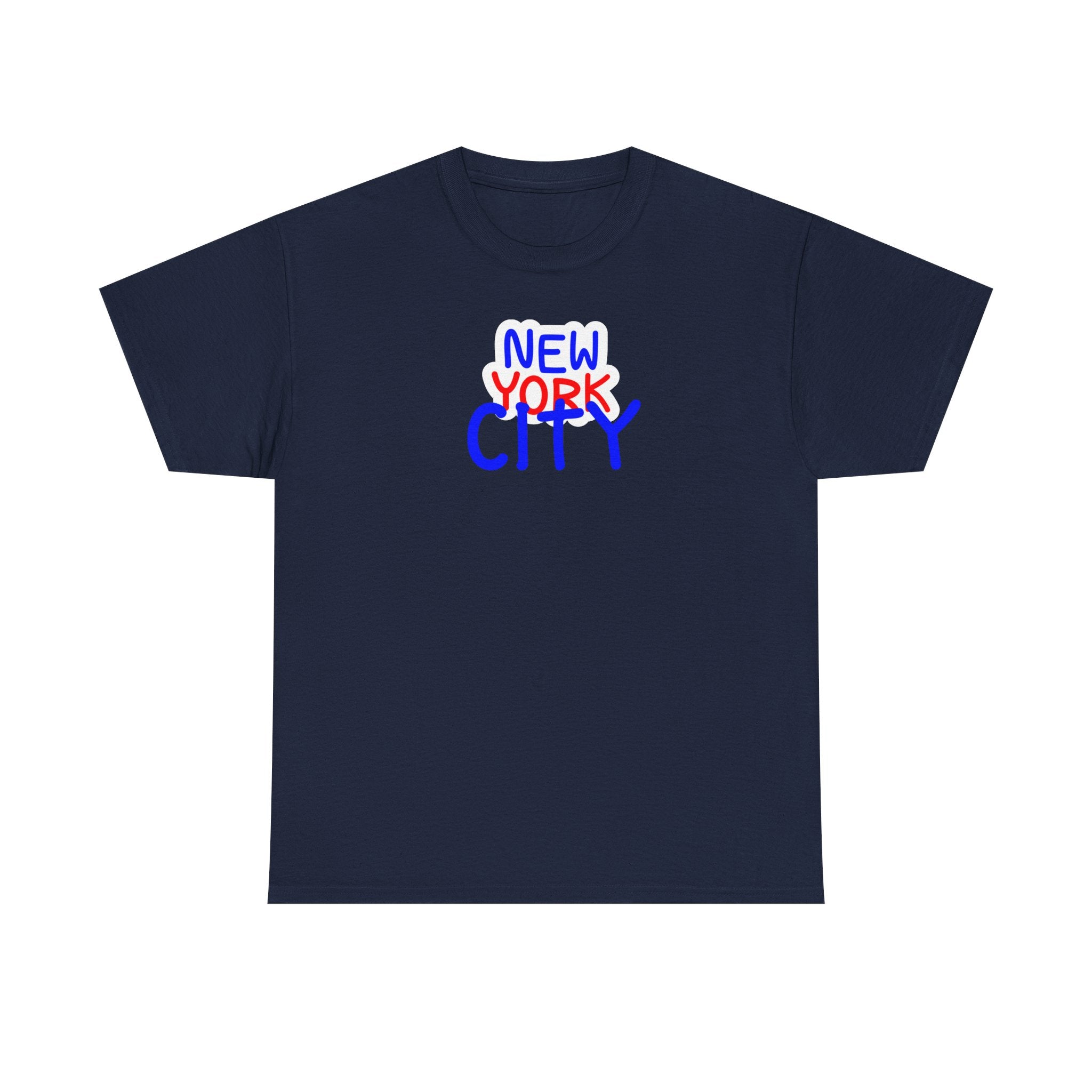 New York City Graphic Tee - Handwritten Red & Blue NYC T-Shirt