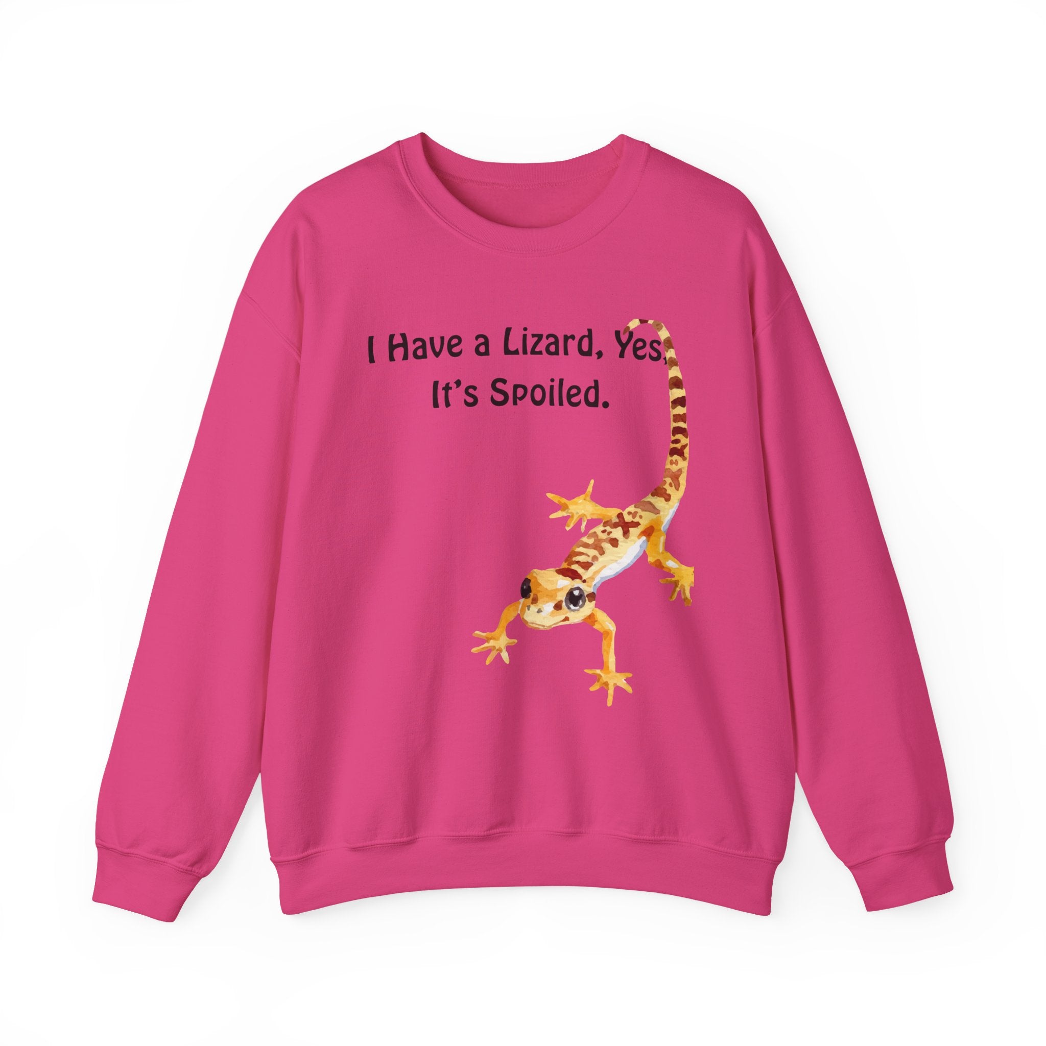 Leopard Gecko Crewneck Sweatshirt - "I Have a Lizard. Yes. It's Spoiled." Cute Pet Reptile Sweatshirt
