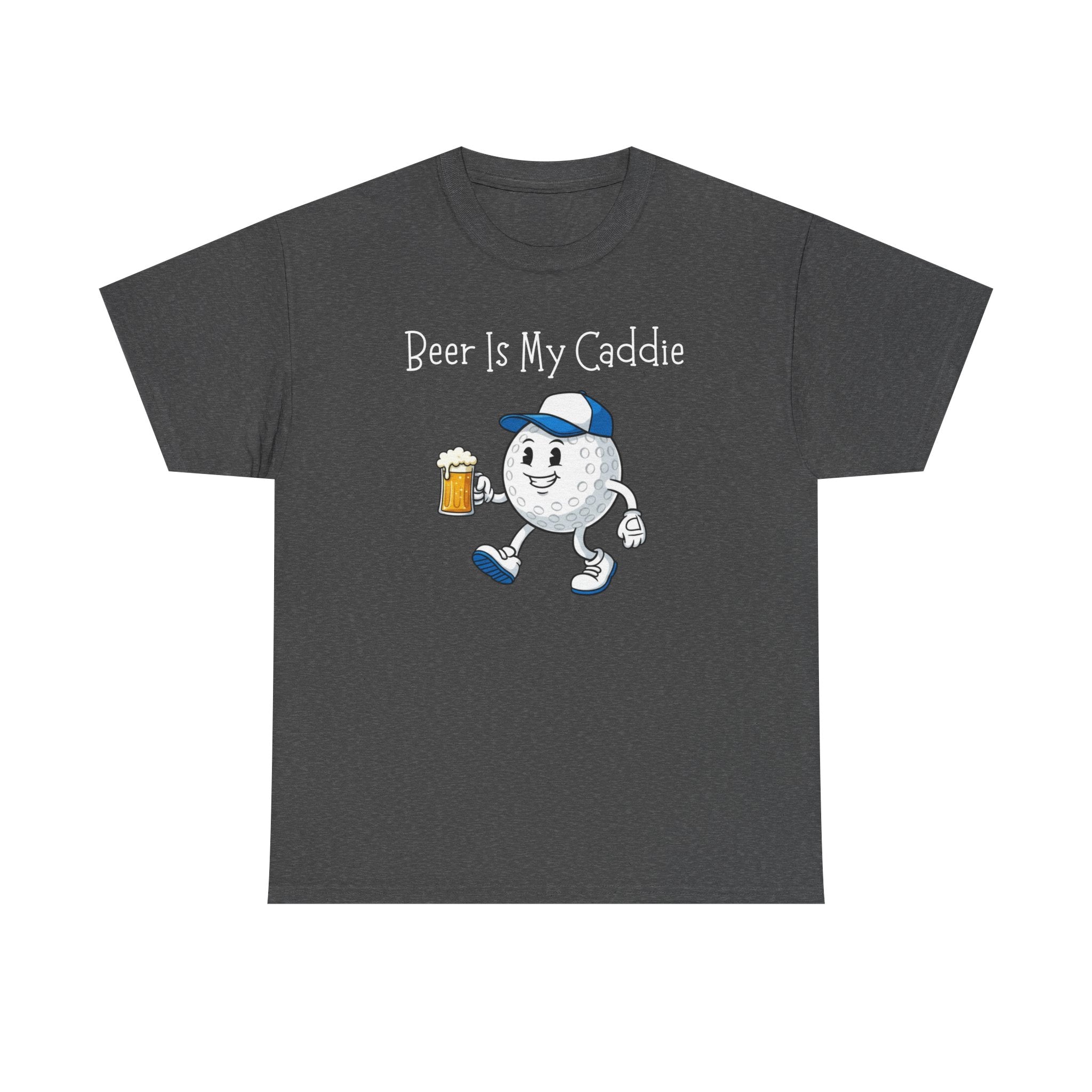Golf Ball Cartoon Tee — "Beer Is My Caddie" Funny Golf Shirt