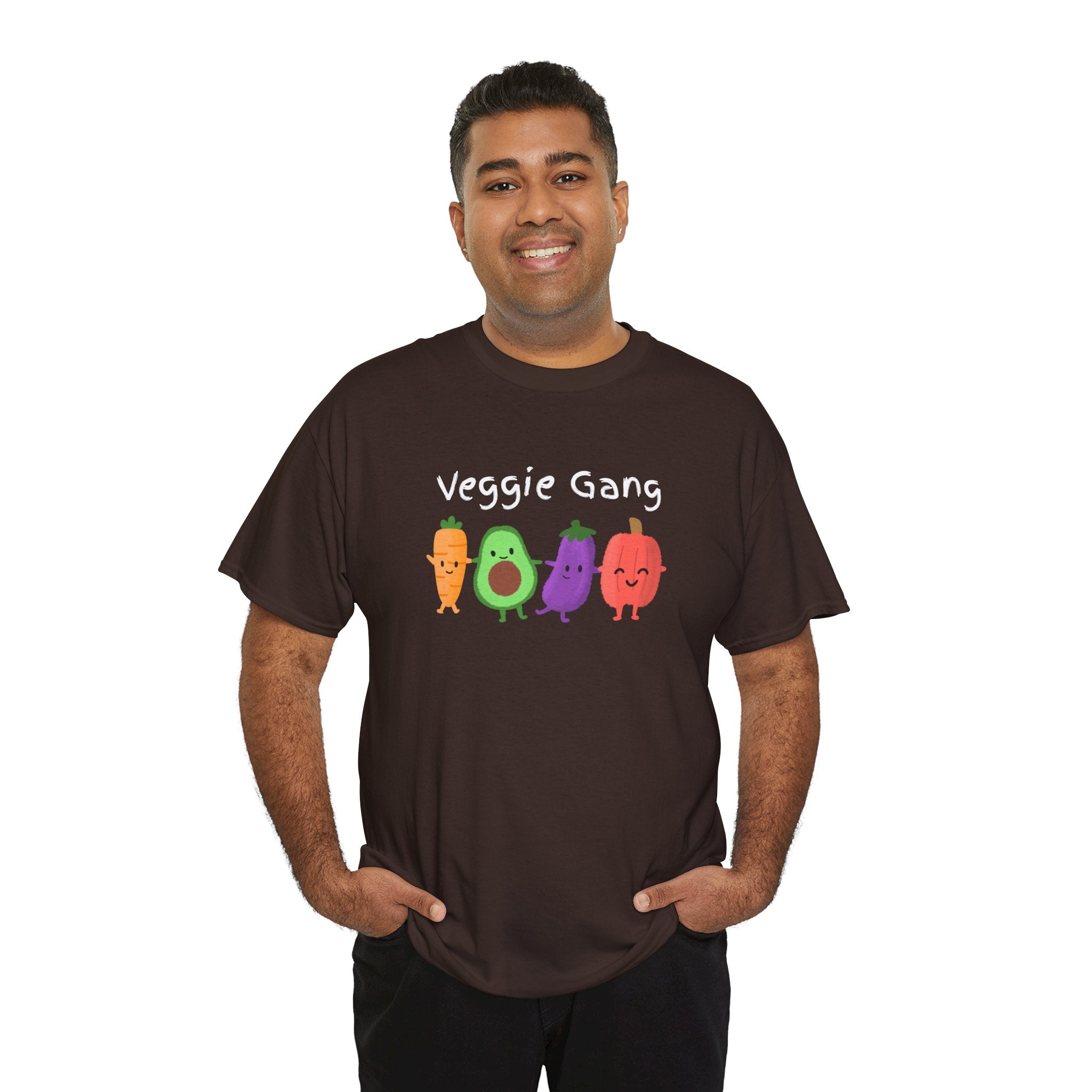 Veggie Gang T-Shirt – Cute Cartoon Avocado, Carrot, Eggplant & Pepper Tee