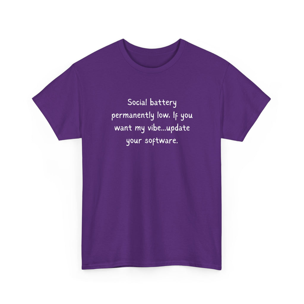 Social Battery Permanently Low Tee — Introvert Humor Cotton T-Shirt