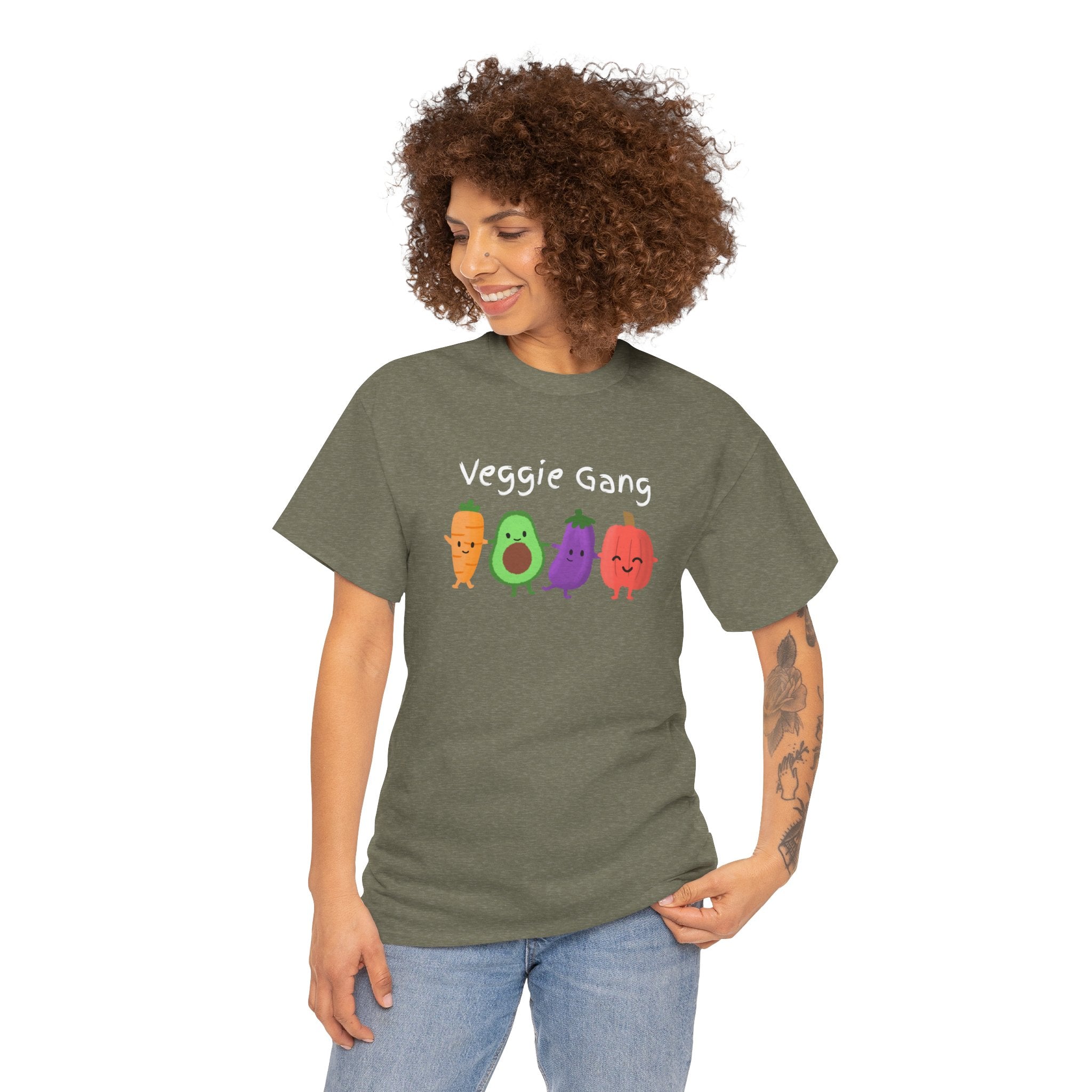Veggie Gang T-Shirt – Cute Cartoon Avocado, Carrot, Eggplant & Pepper Tee