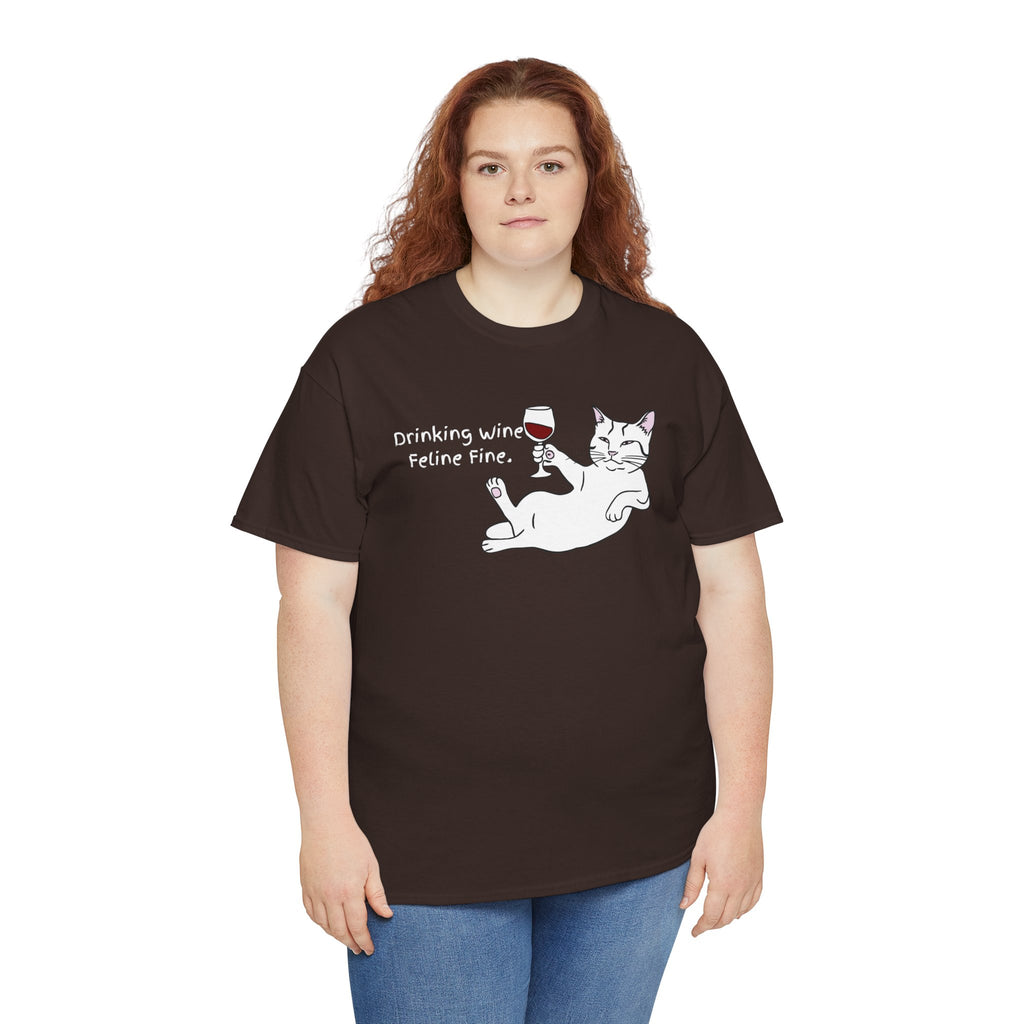 Drinking Wine, Feline Fine Cat Tee